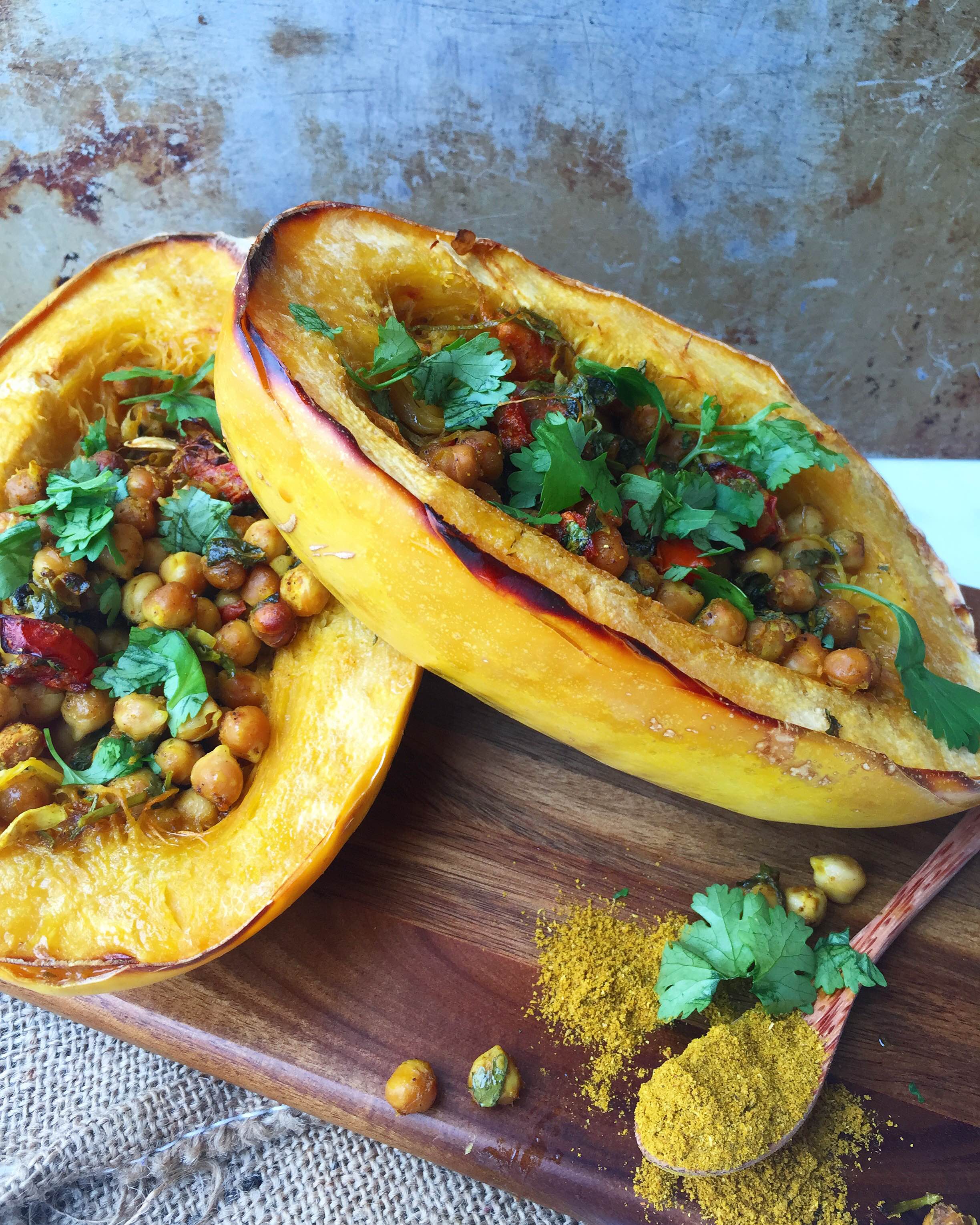 Curried Chic Peas & Spaghetti Squash FoodByMaria