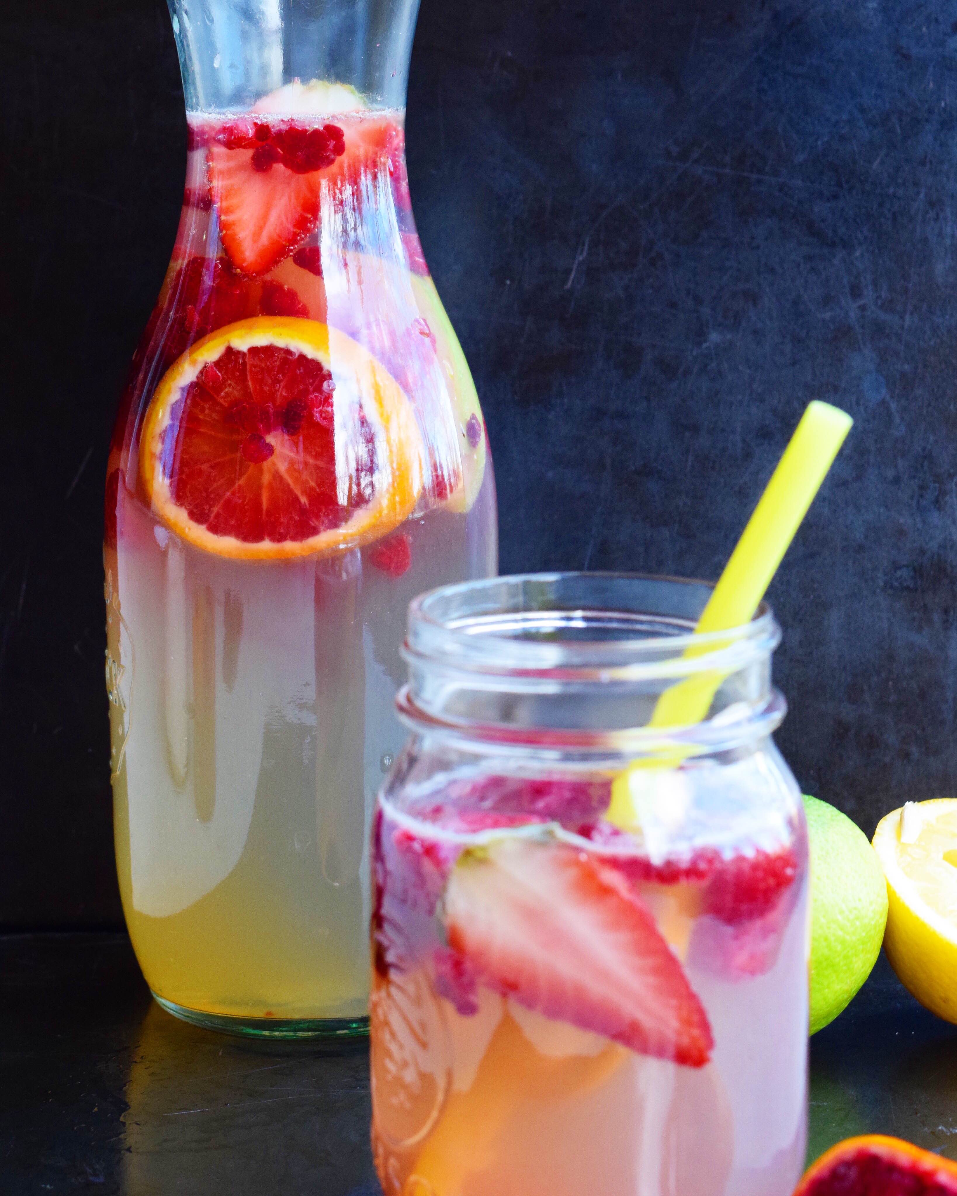 Coconut Water infused with Fresh Fruit and Kombucha FoodByMaria