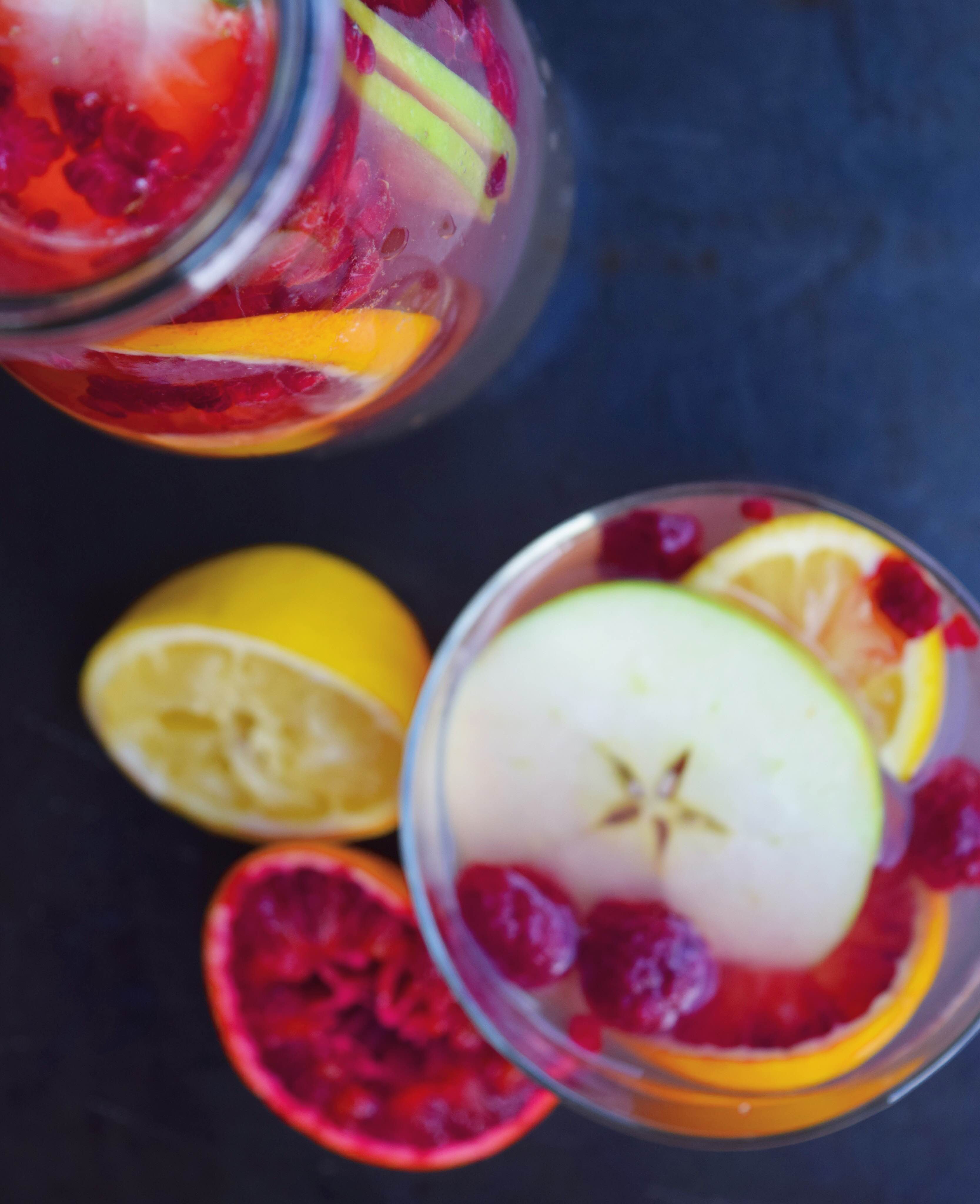 Coconut Water infused with Fresh Fruit and Kombucha FoodByMaria