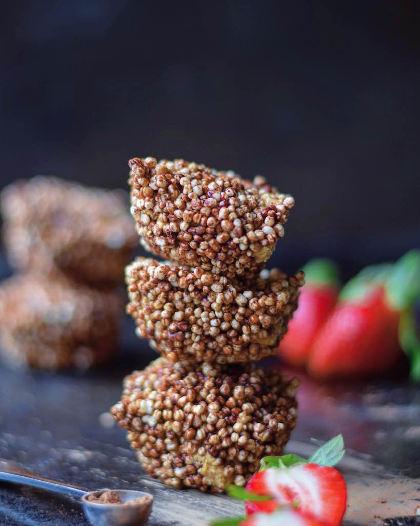 Healthy Puff Wheat Cake made with Quinoa and Peanut Butter