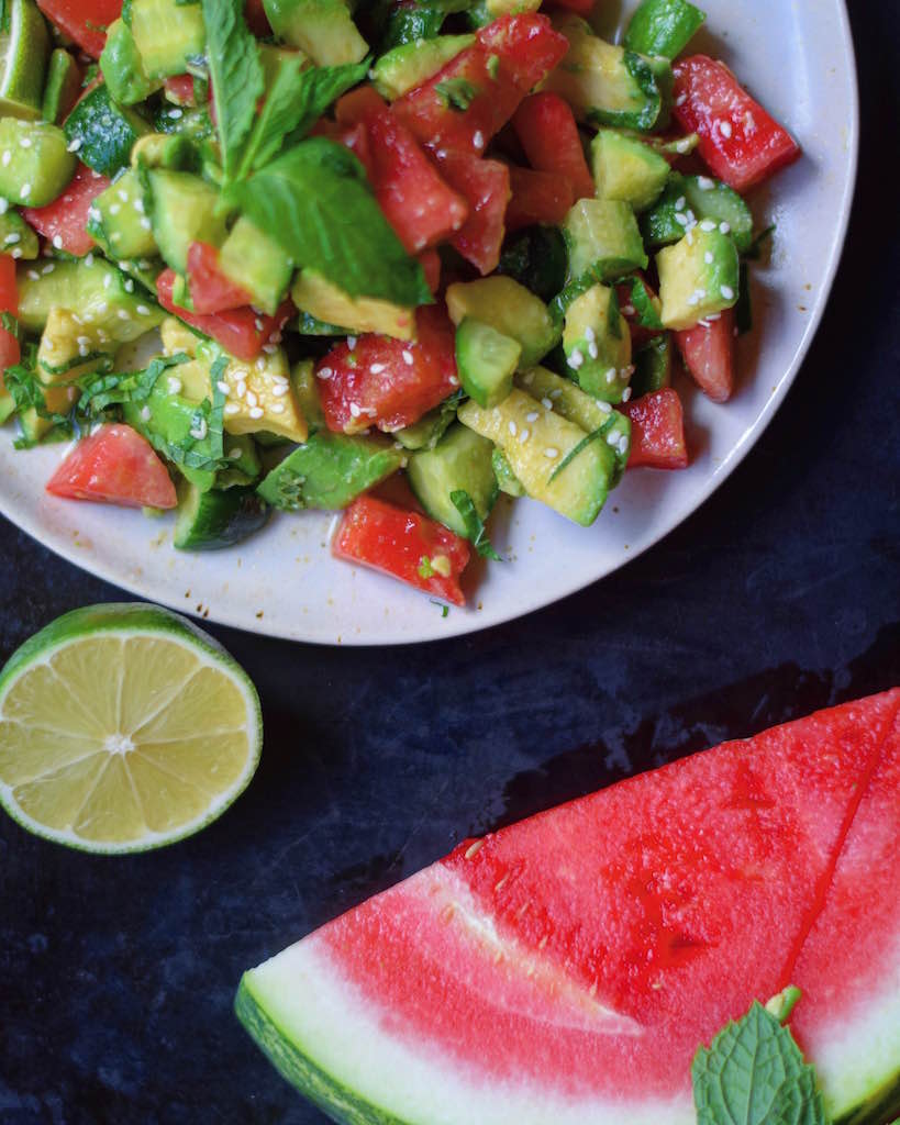 Fresh Watermelon + Avocado Salad FoodByMaria