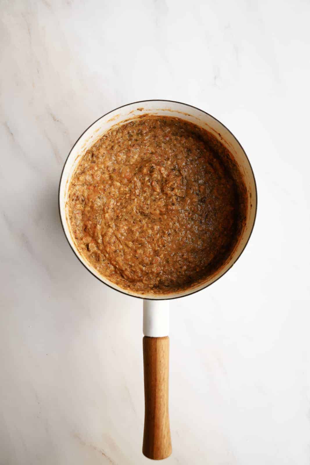 Black Bean Dip ingredients in a pot