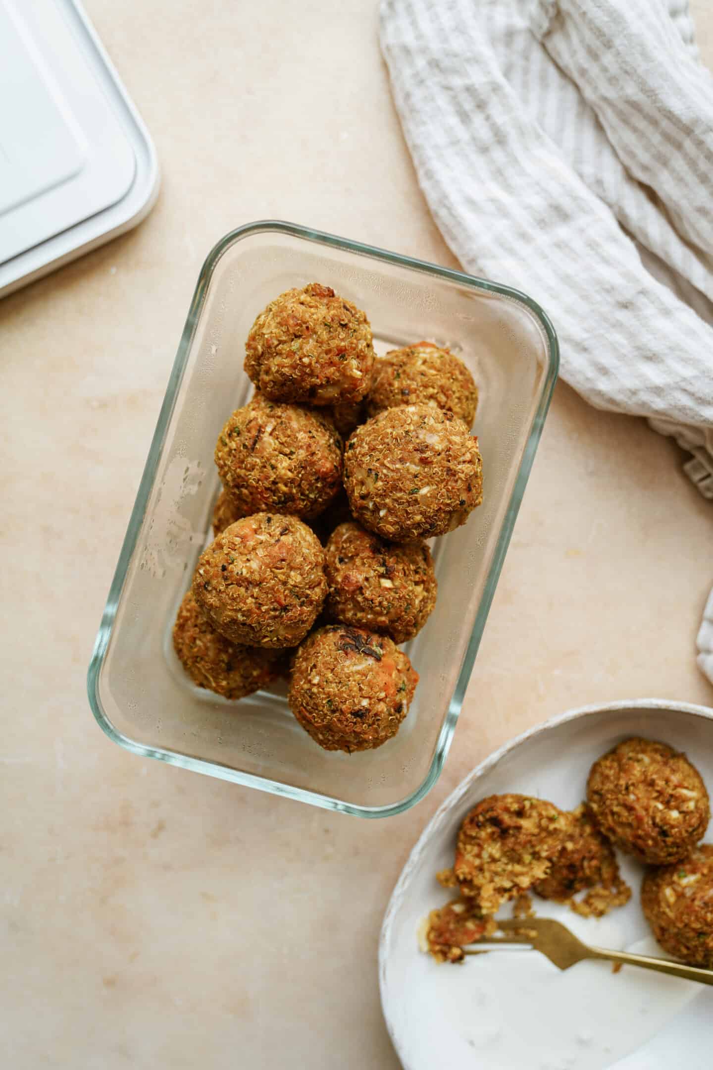 Sweet potato balls with quinoa in a serving dish