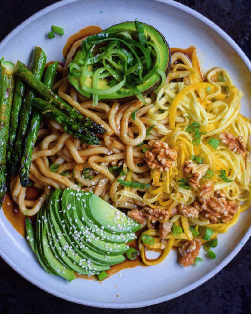 Creamy Asian Udon Noodle Bowl with Walnuts FoodByMaria