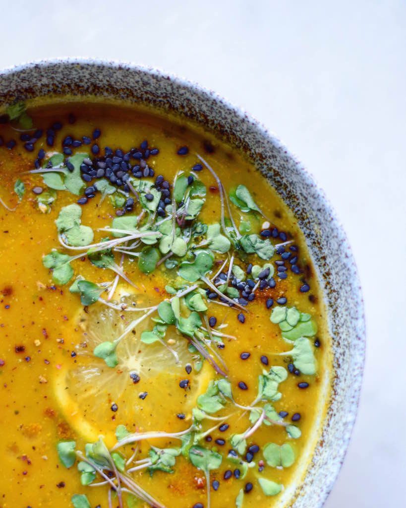 Bowl of anti-inflammatory soup close-up