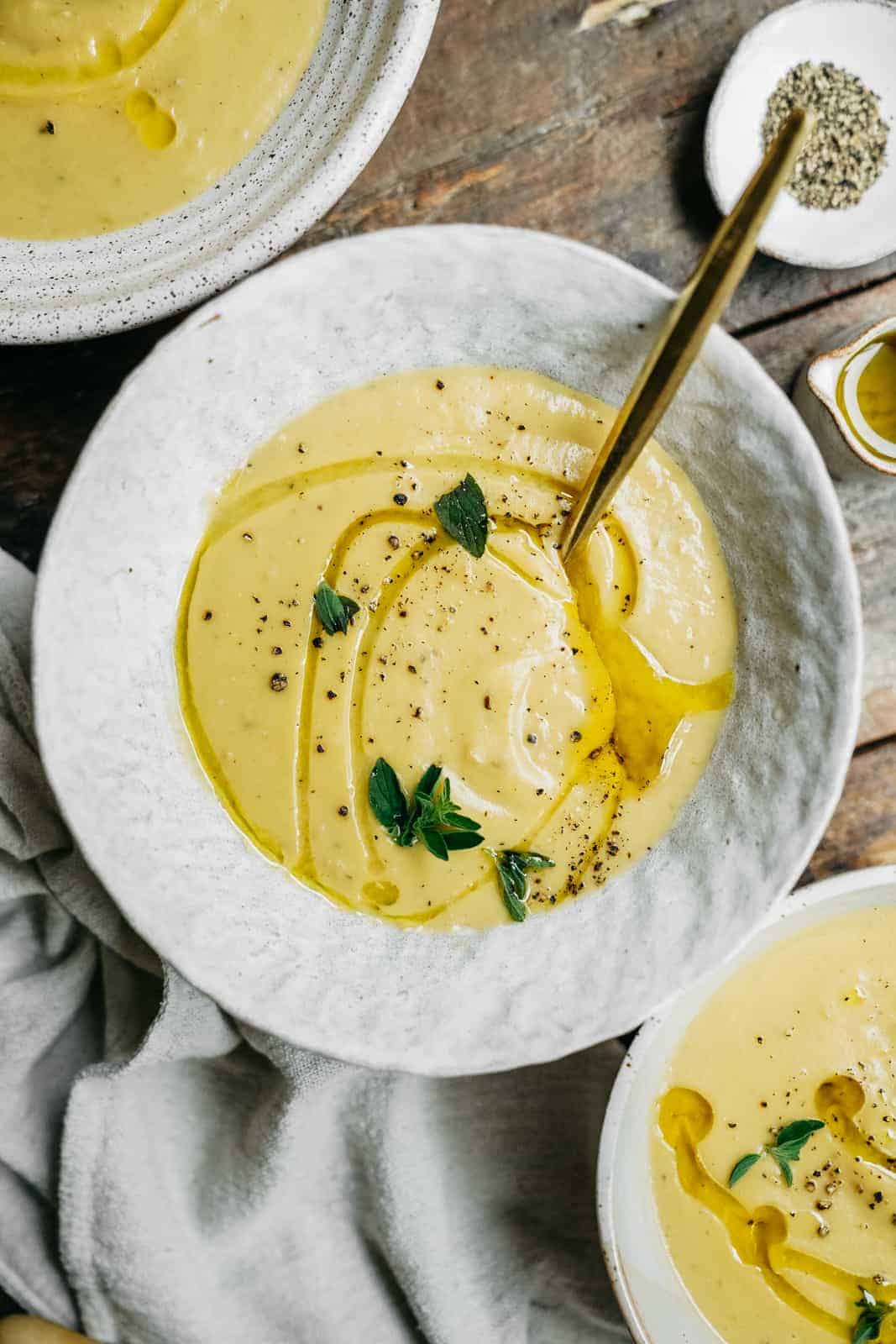 Easy Creamy Vegan Potato Leek Soup | FoodByMaria Recipes