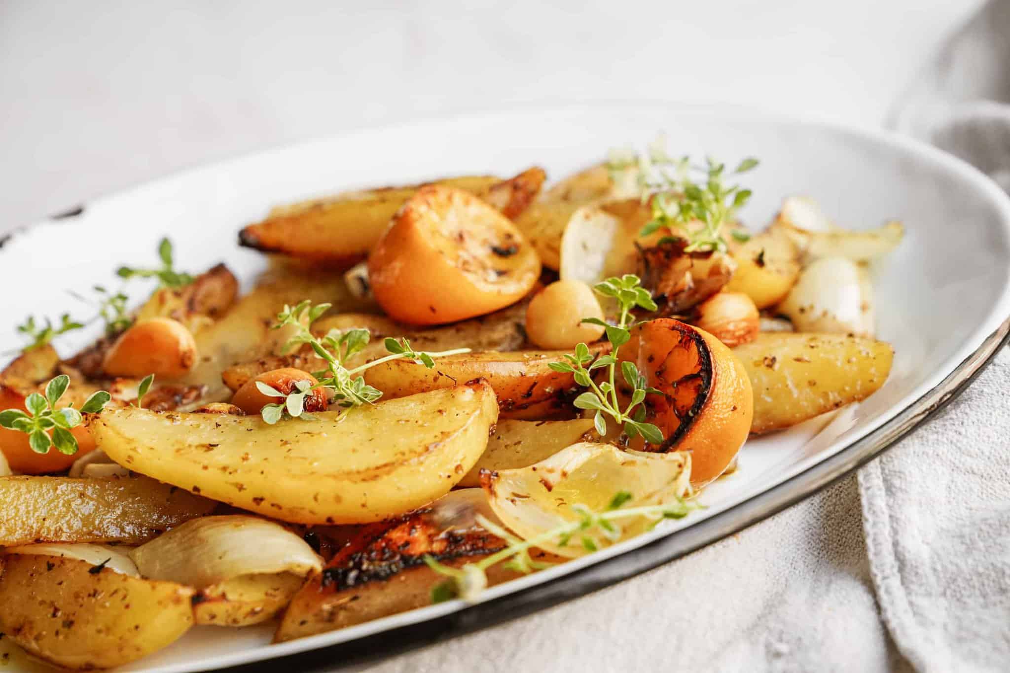 Tray of Greek potatoes