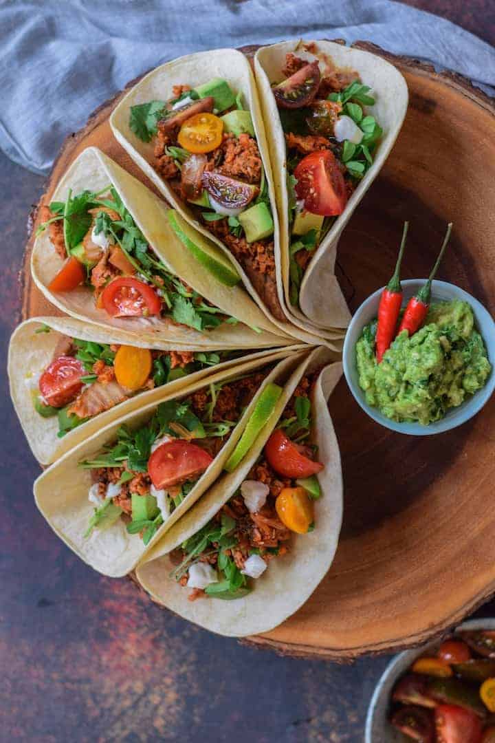 Refried Beans + Avocado Tacos! (20 minutes, plant based!)