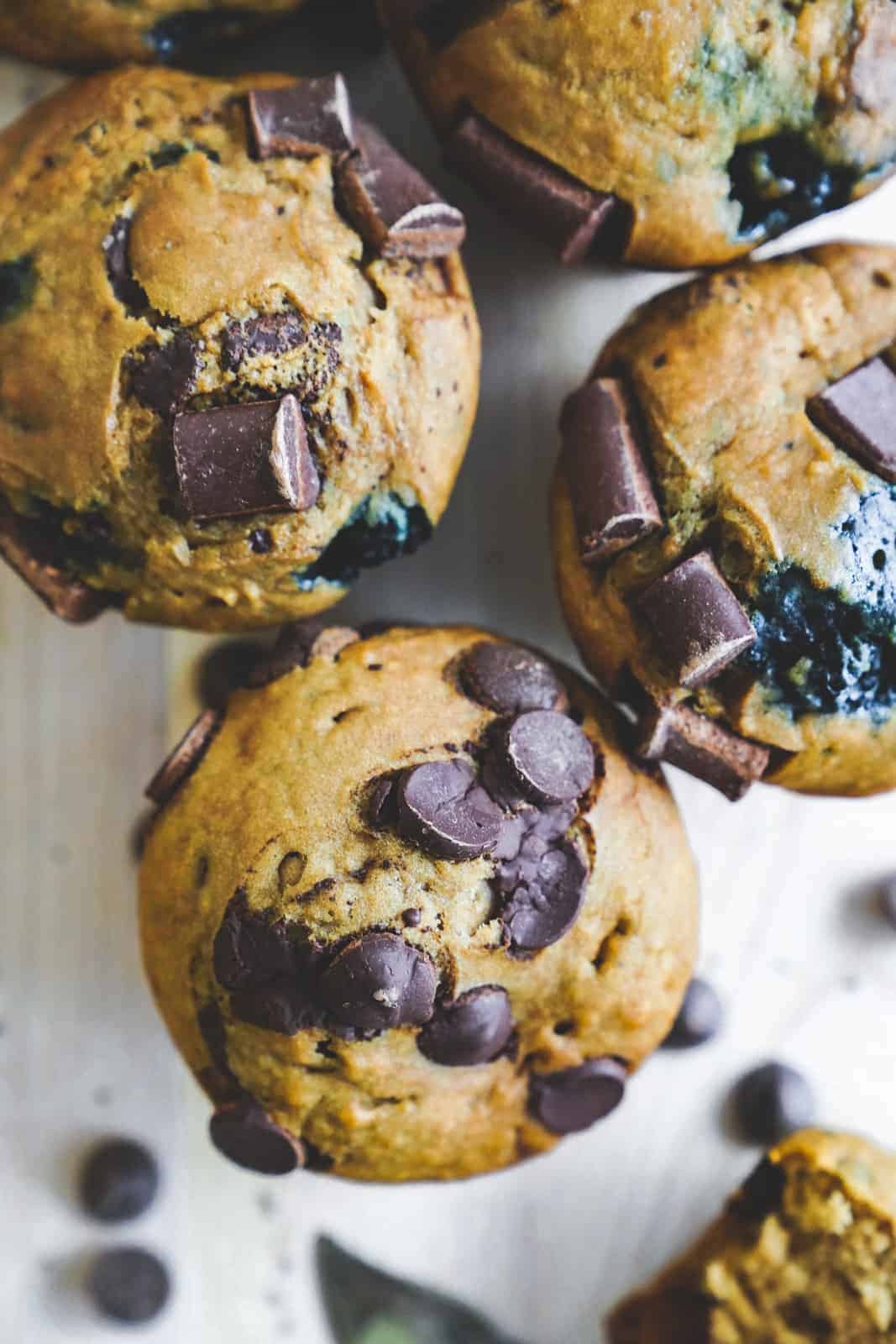 These vegan blueberry chocolate chip muffins will knock your socks off, and are such a good tasty treat for while you're on-the-go, or even as a snack or breakfast!