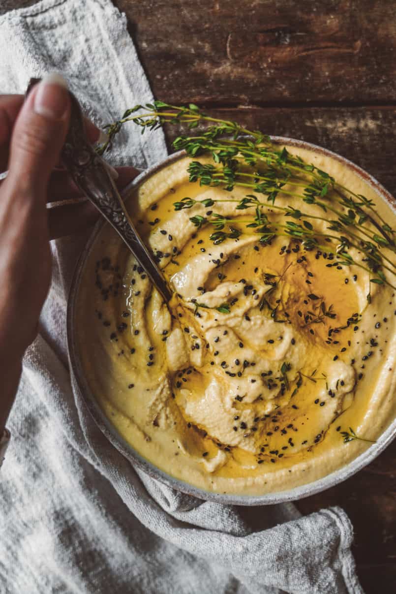 fava bean hummus in a bowl