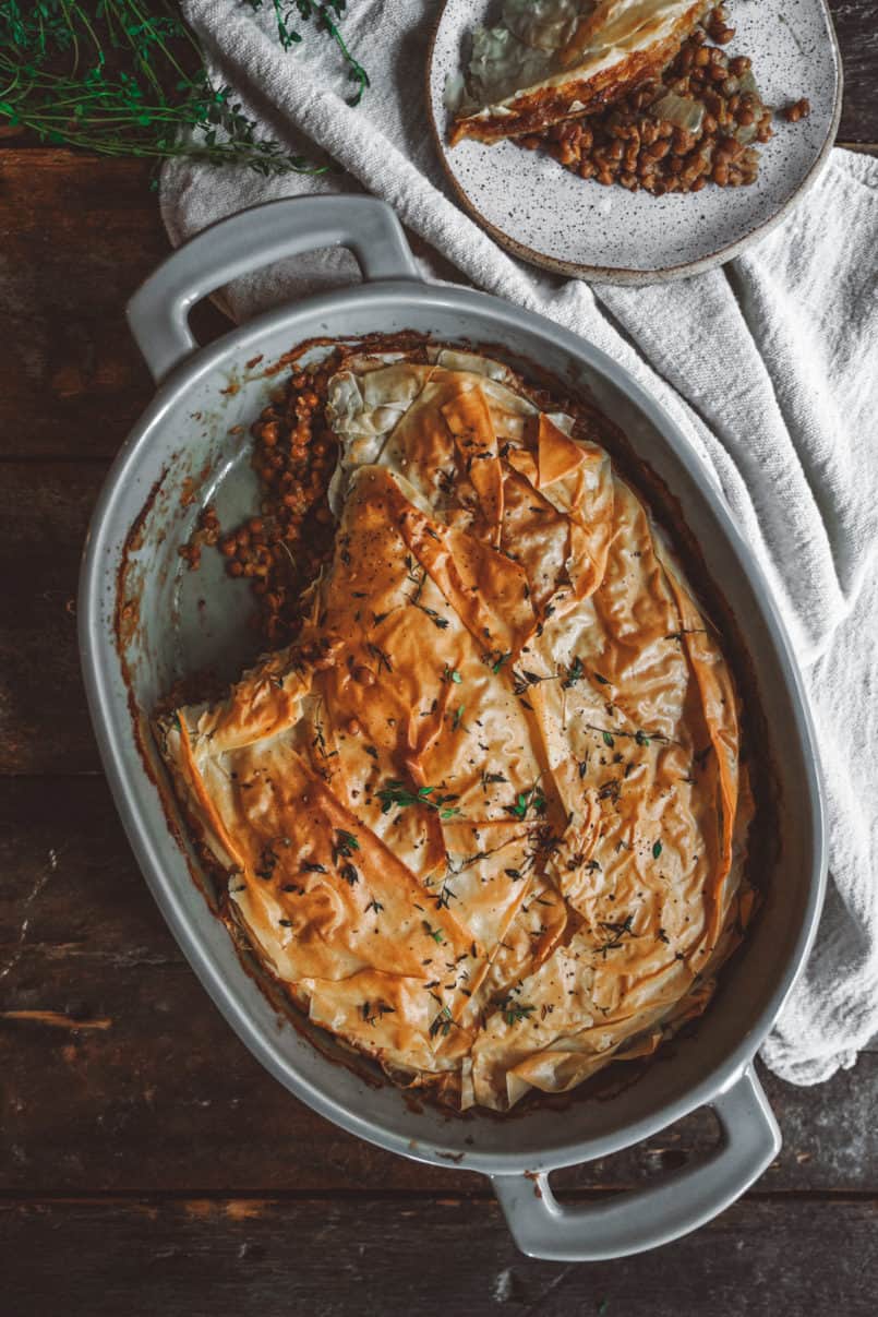 This plant based lentil casserole is a great option to bring to any Christmas dinner. With all the gatherings this vegan dish will definitely stand out.