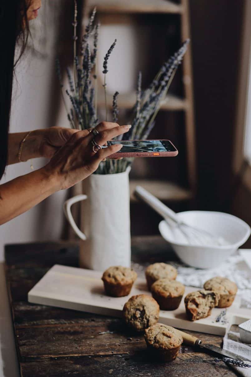 I always have a batch of plant-based banana chocolate chip muffins in the house. They are so easy to whip up and save me every time I need a quick snack.