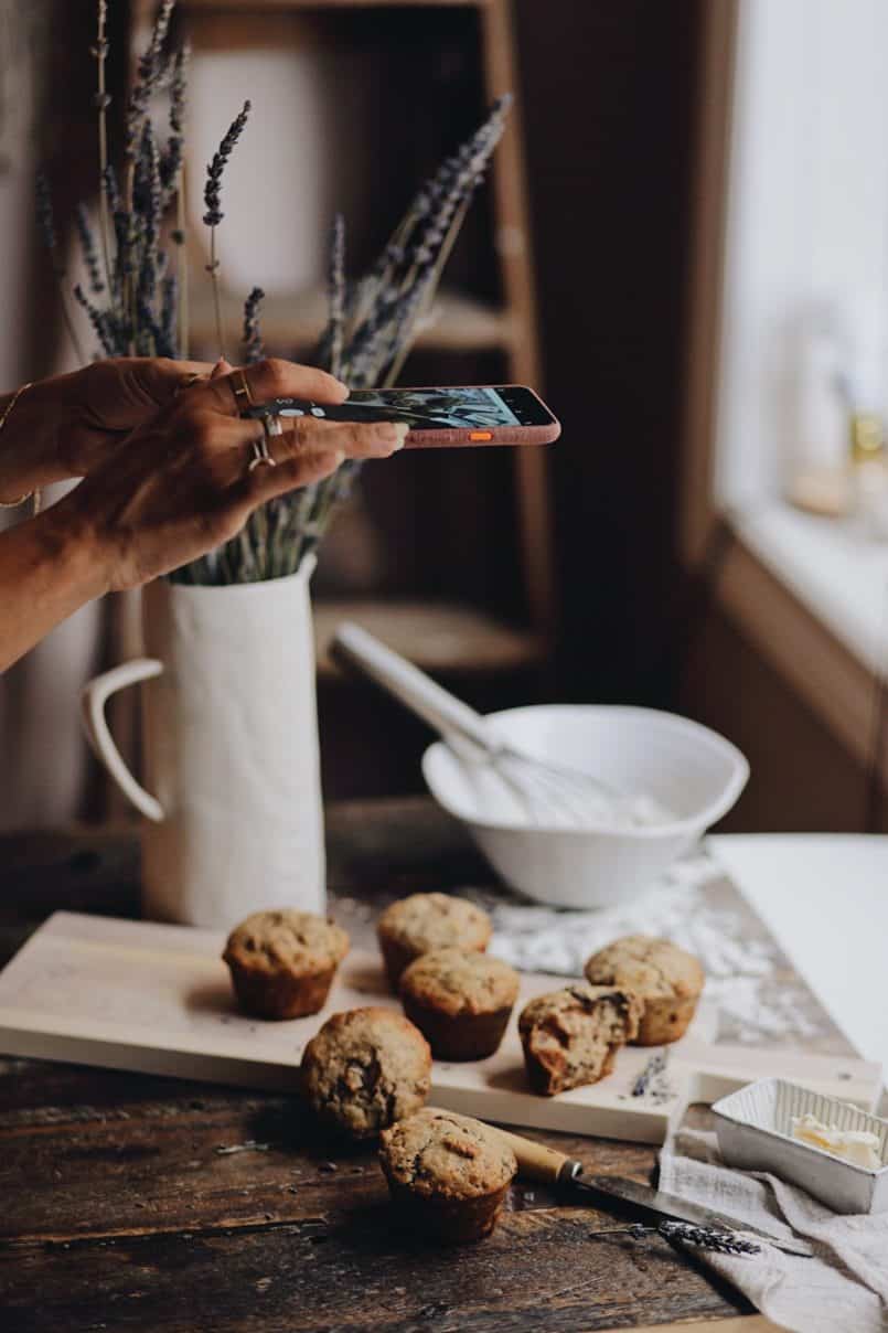 I always have a batch of plant-based banana chocolate chip muffins in the house. They are so easy to whip up and save me every time I need a quick snack.