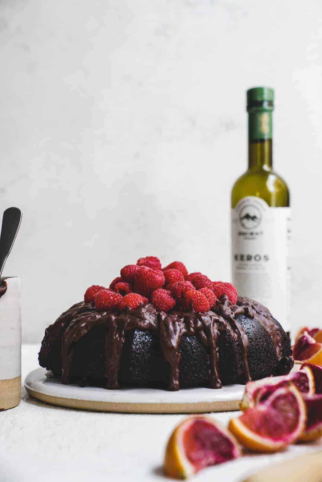 This chocolate brownie olive oil bundt cake is pure decadence and the perfect vegan indulgence thanks to the Ancient Foods Keros Olive Oil I used.