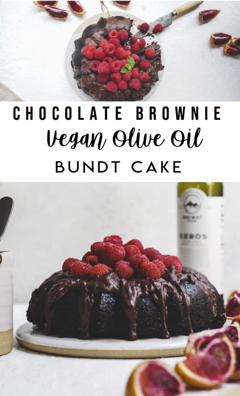 This chocolate brownie olive oil bundt cake is pure decadence and the perfect vegan indulgence thanks to the Ancient Foods Keros Olive Oil I used.