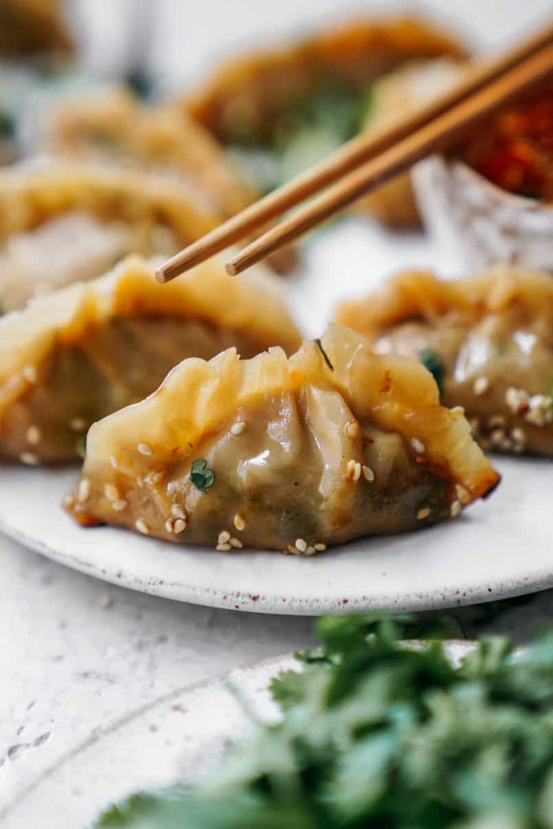 This super easy vegan potsticker recipe goes so well with my sesame chilli dipping sauce. Your whole family will love making and eating them!