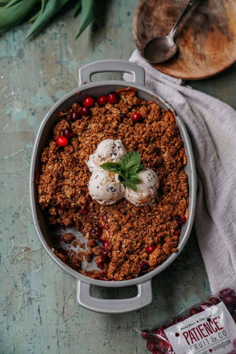 This cranberry apple crisp is super simple and very Spring inspired. It's beautifully balanced and will hit that warm crunchy sweet spot.