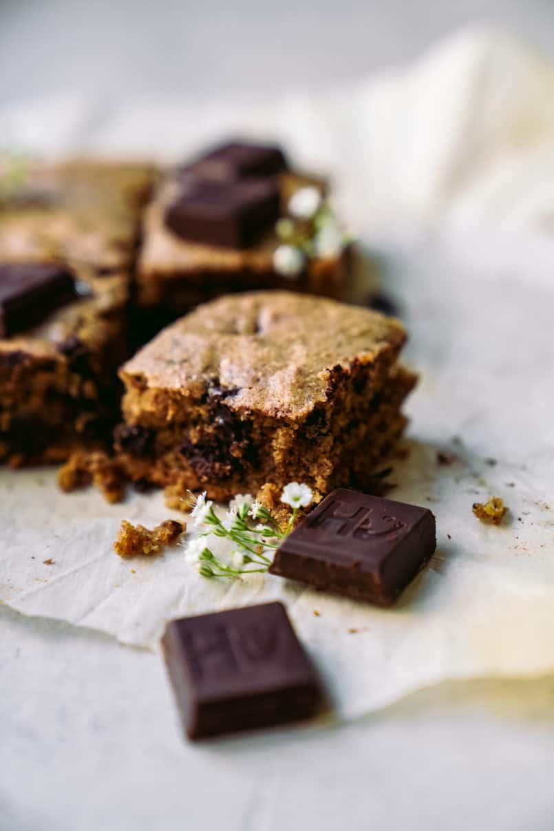Spring is here and we are making super easy one bowl chocolate chunk vegan blondies! These vegan blondies are all the gooey, crunchy goodness you need.