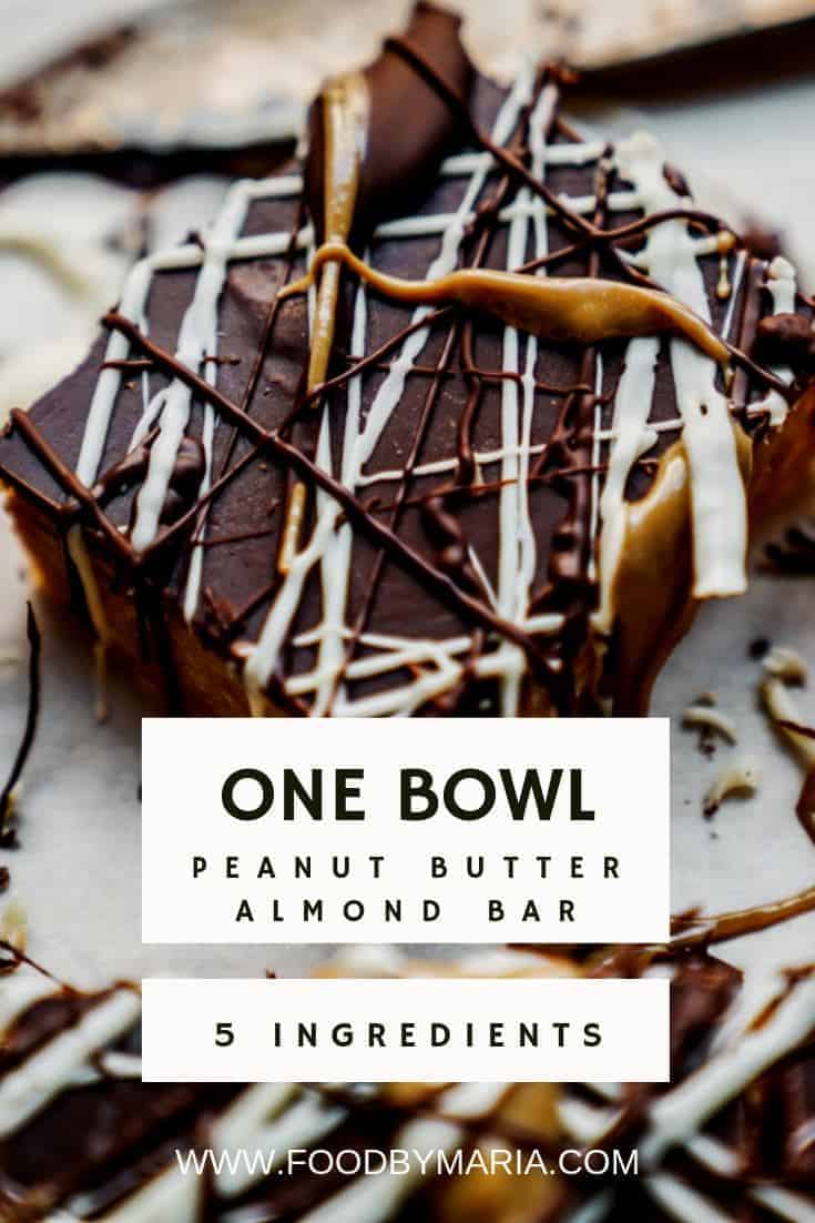 This one bowl peanut butter almond bar recipe will only take you 10 minutes to make and is 5 ingredients, perfect for Easter this weekend!