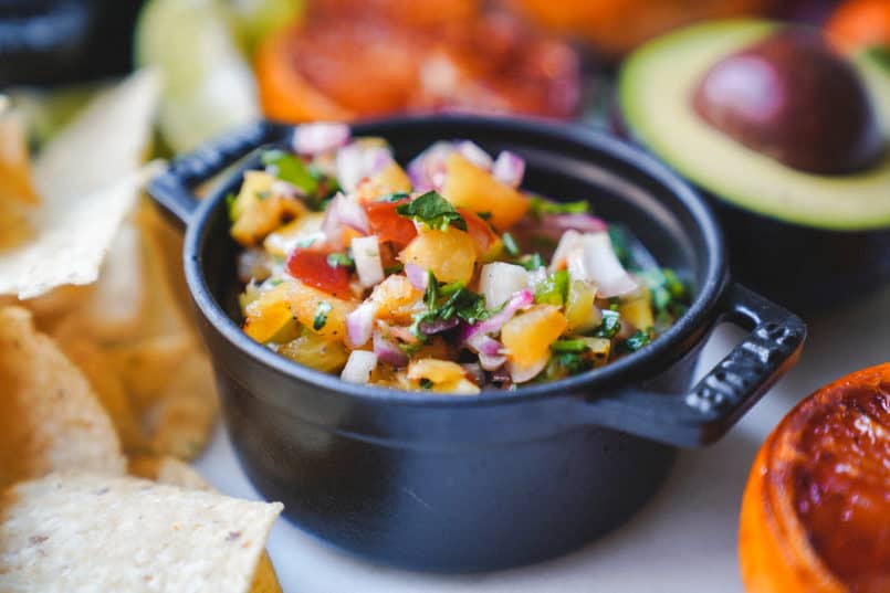 This vegan grilled pineapple salsa is super easy to put together and can be made in advance, perfect for summer family bbqs.