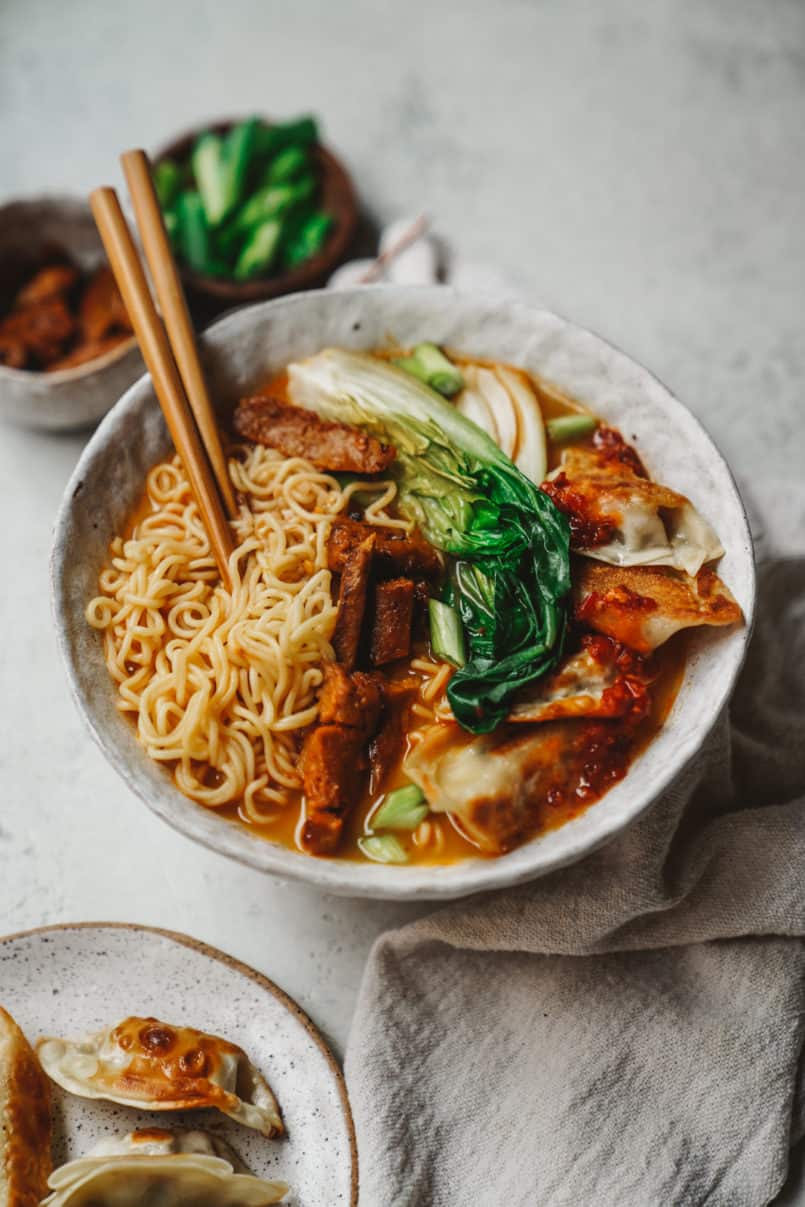 This vegan ramen has all the components of traditional ramen, but each component is prepared vegan style with no compromise on flavor.