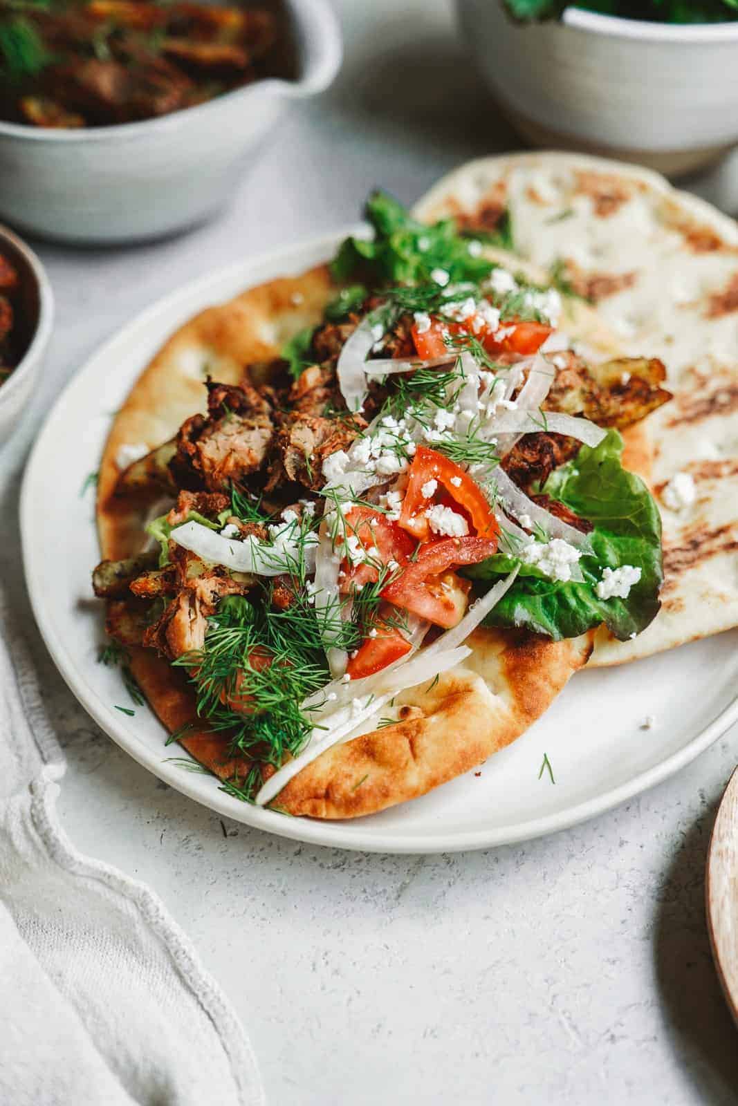 Add this plant based jackfruit gyros recipe to your fav Greek recipes! 