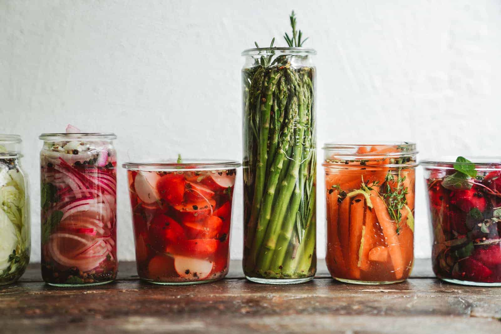 Close-up of pickled vegetables to demonstrate Maria's top food photography tips.