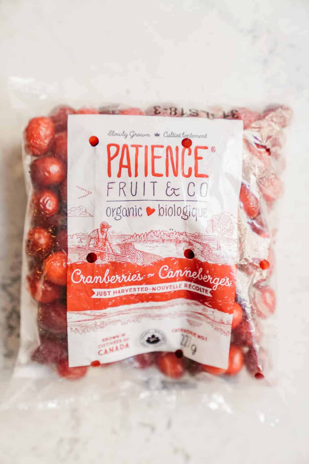 Bag of Patience Fruit & Co. cranberries.