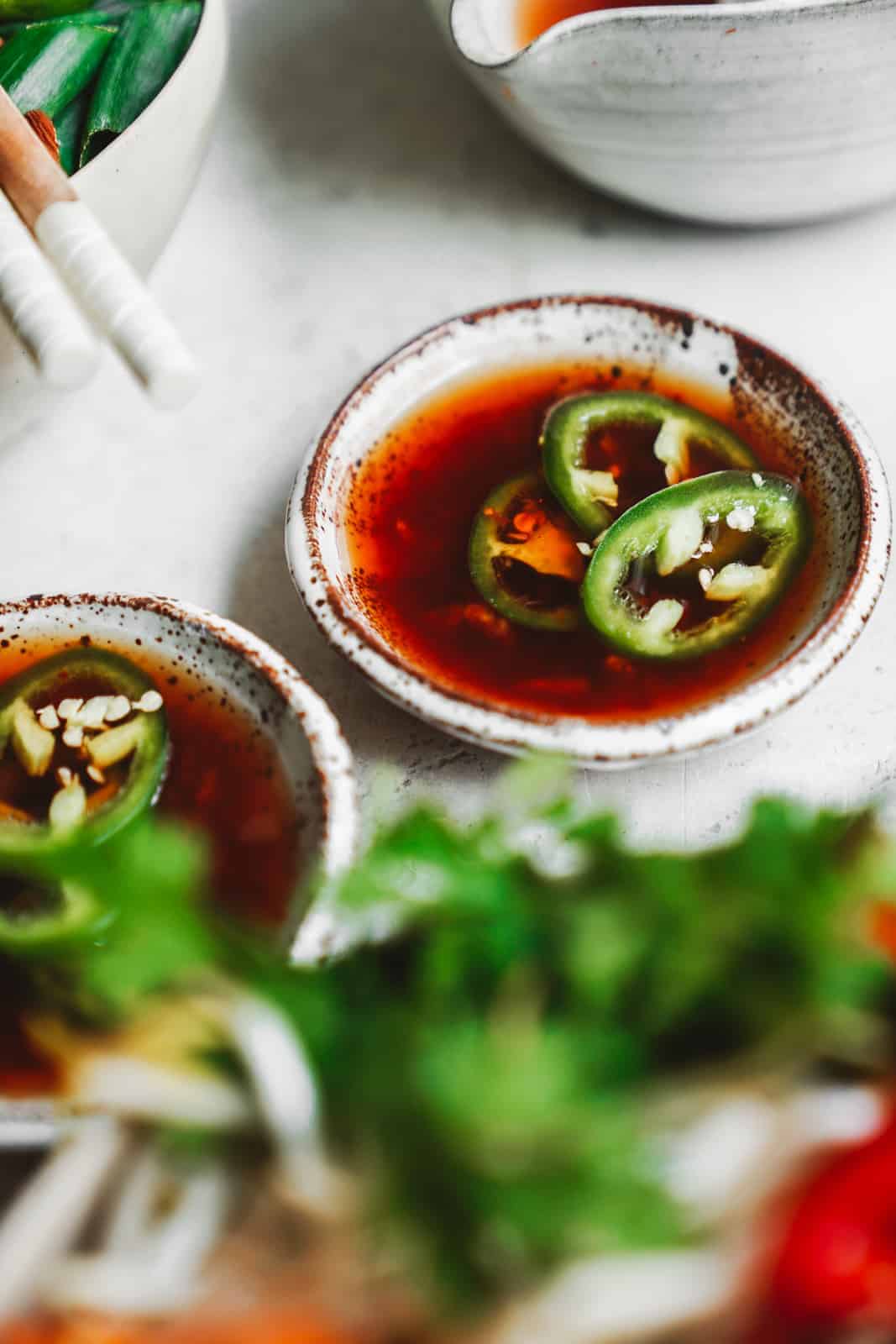 Fish sauce substitute in small bowls