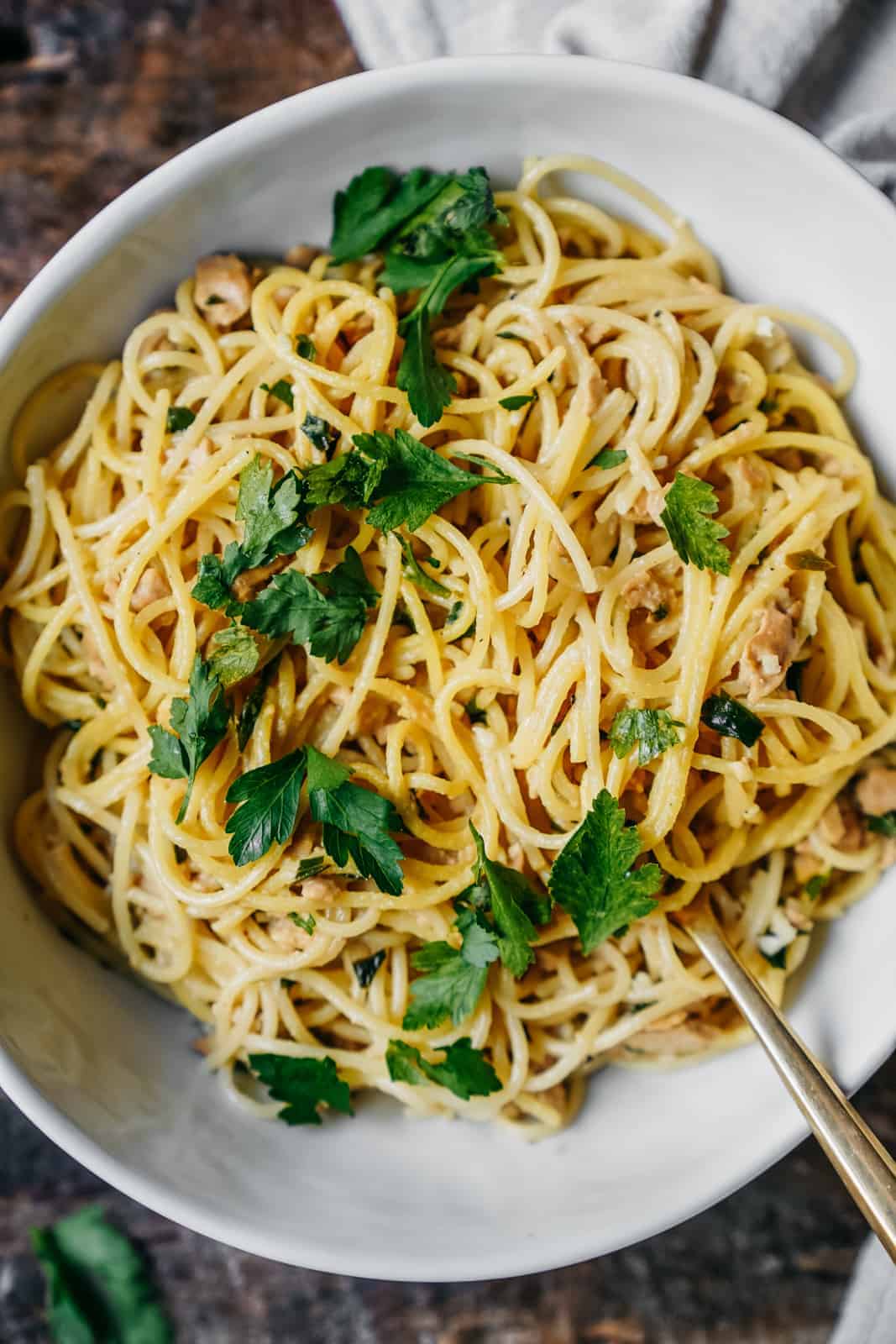 Vegan tuna lemon pasta