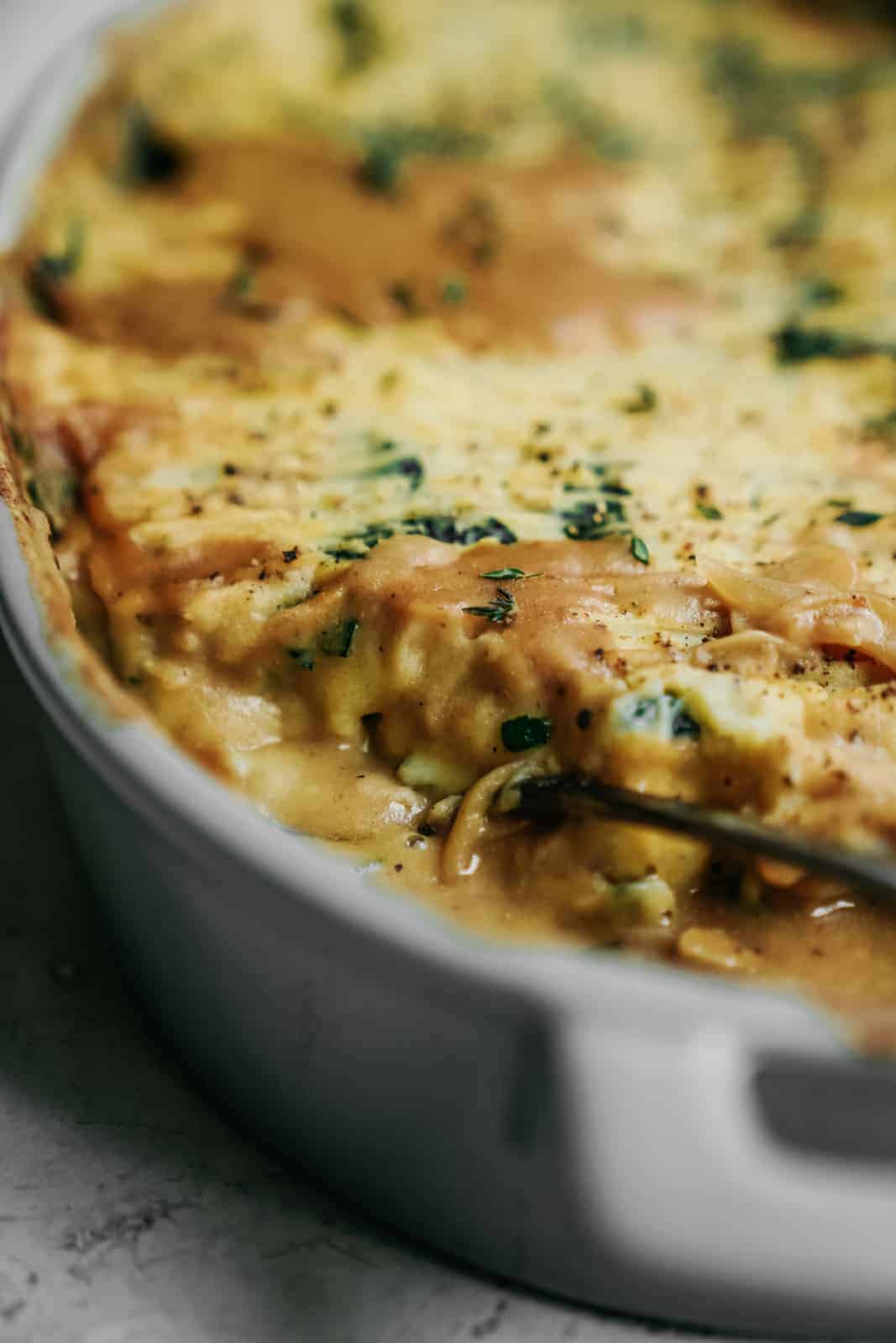 Baked Mashed Potatoes and Vegan Gravy FoodByMaria