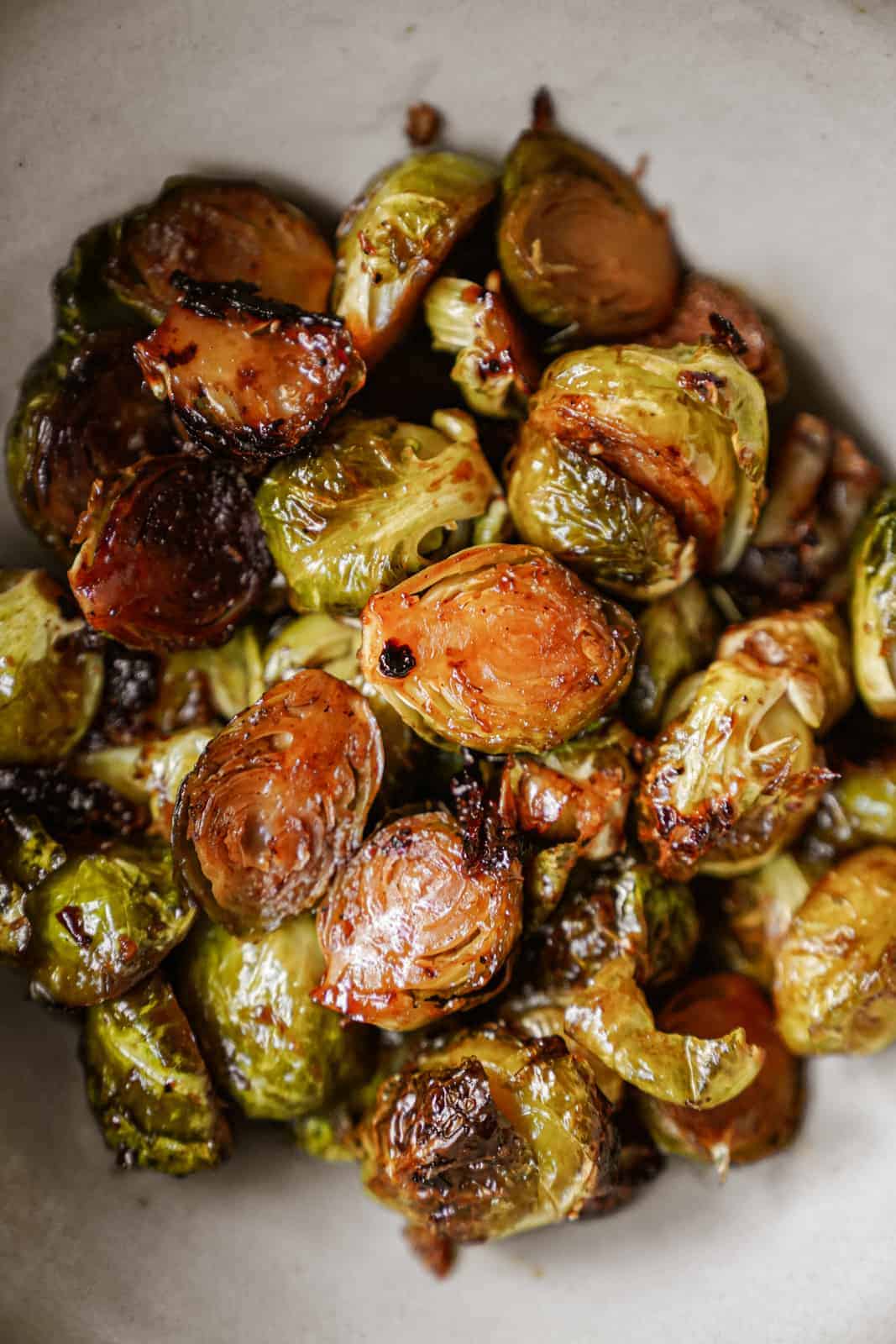 vegan brussel sprouts recipe close-up in a bowl