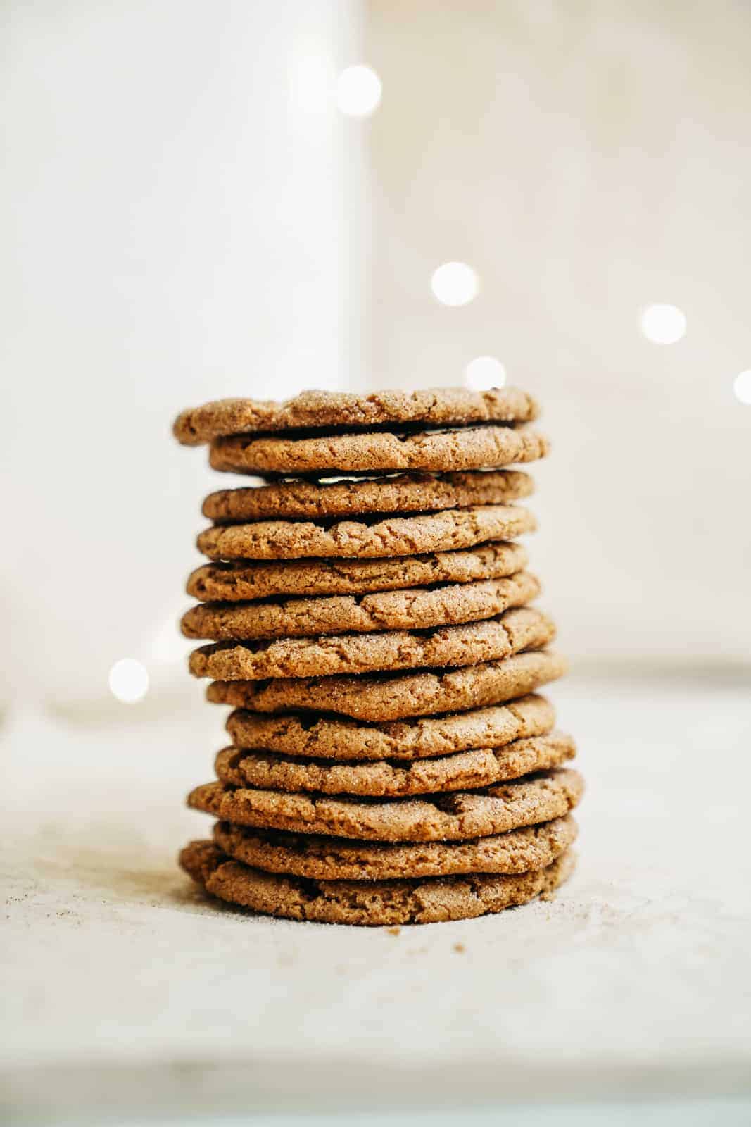 Sunbutter cookies made with sunflower butter stacked on counter
