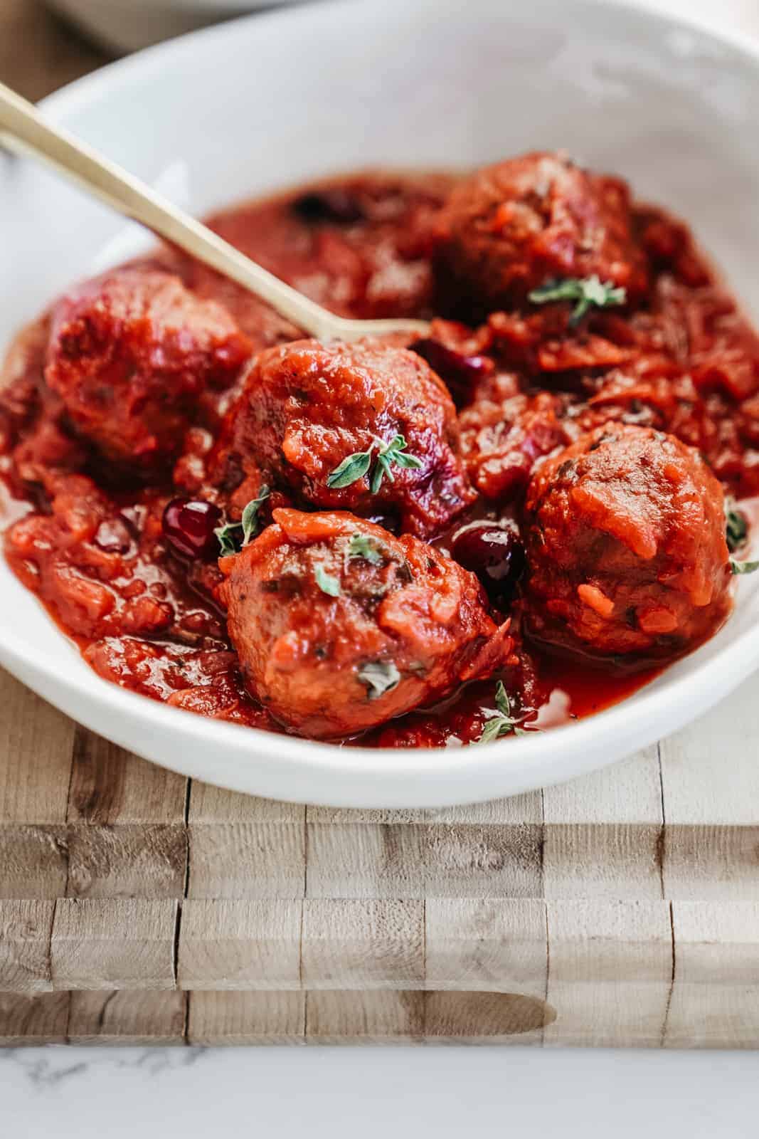 Big bowl of cranberry meatballs, a perfect main dish for Easter dinner