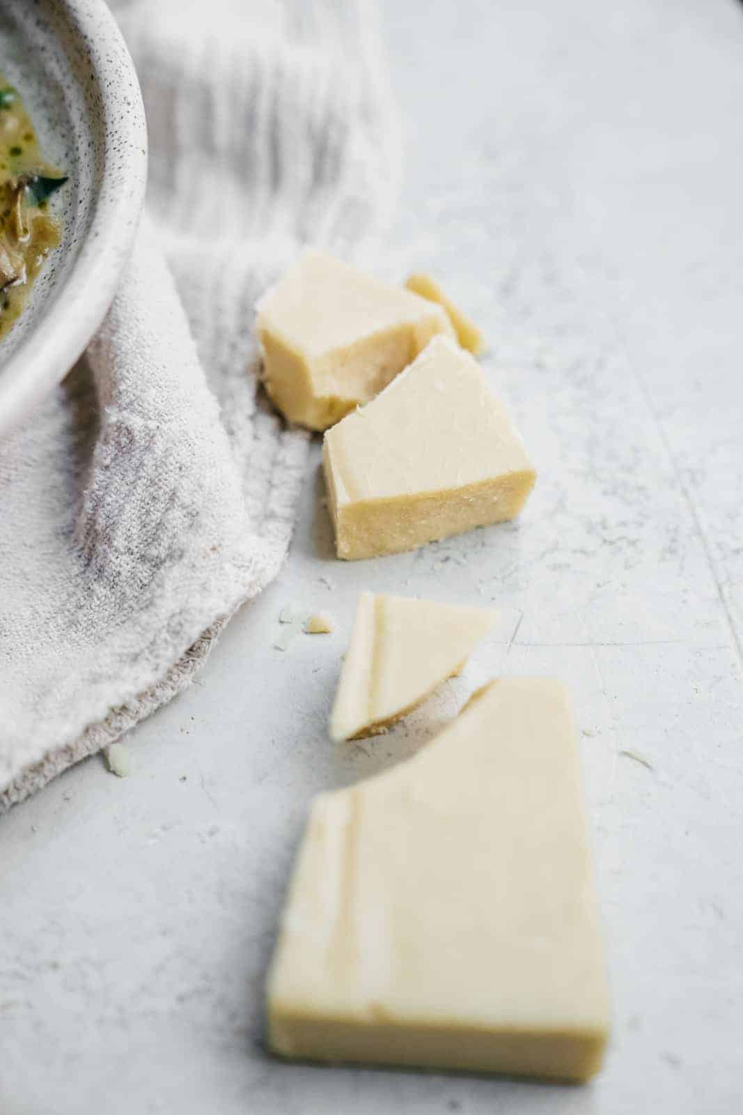 Parmesan cheese on a countertop