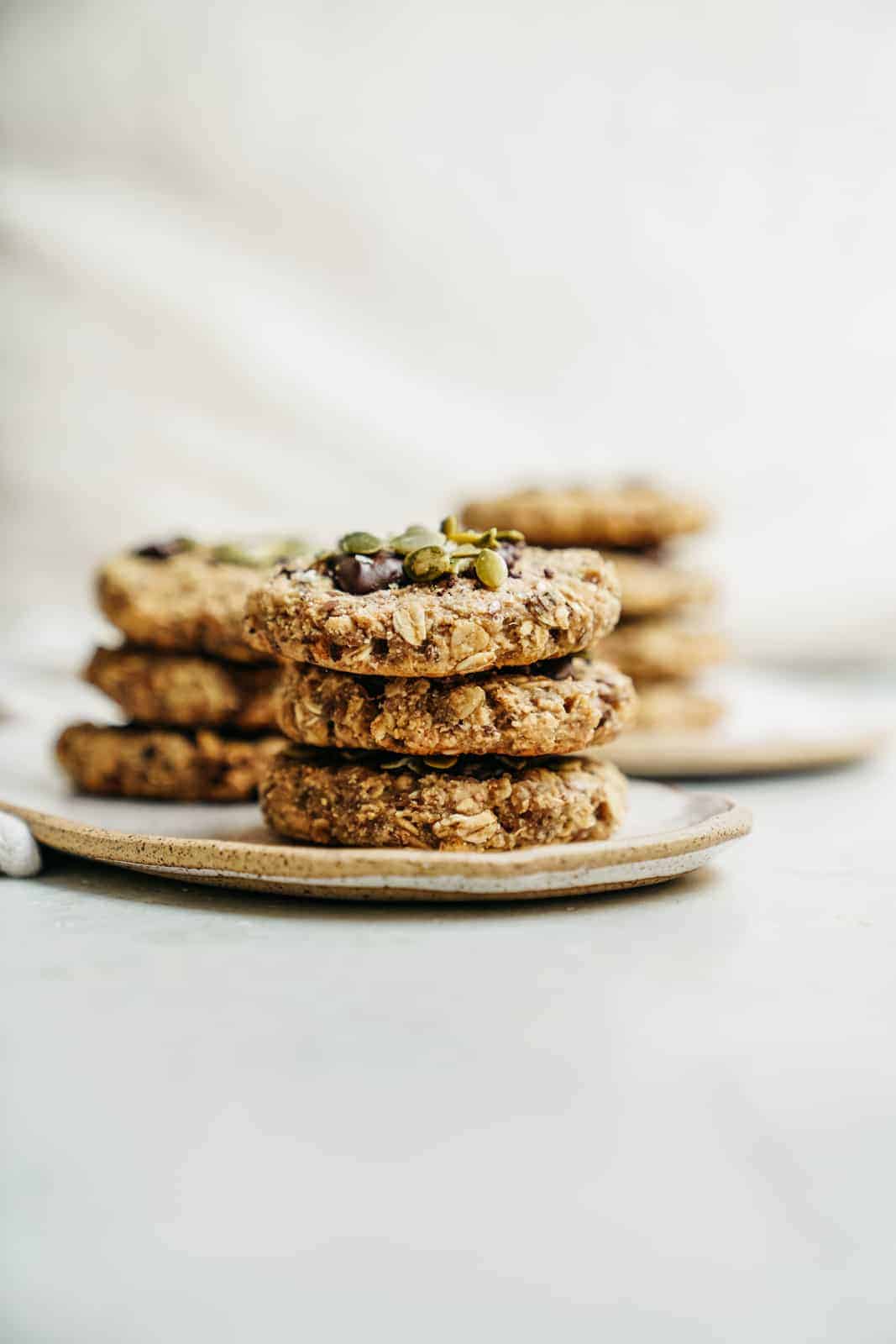 Stack of healthy breakfast cookies on a plate