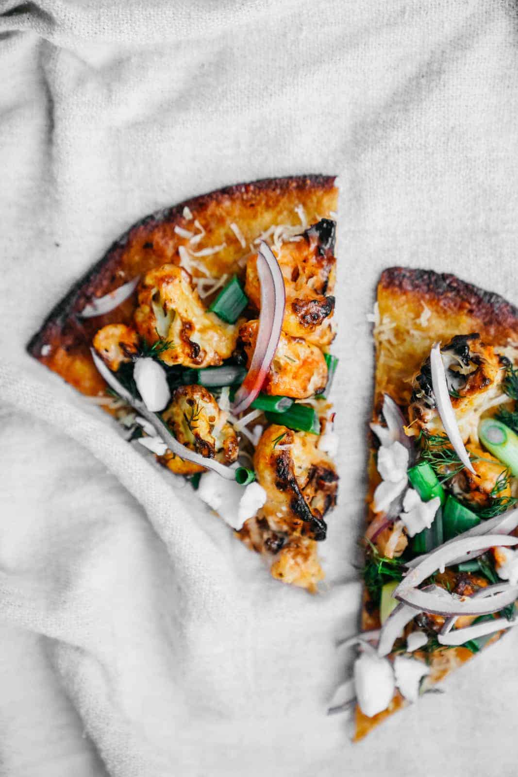 vegan cauliflower pizza crust on a table