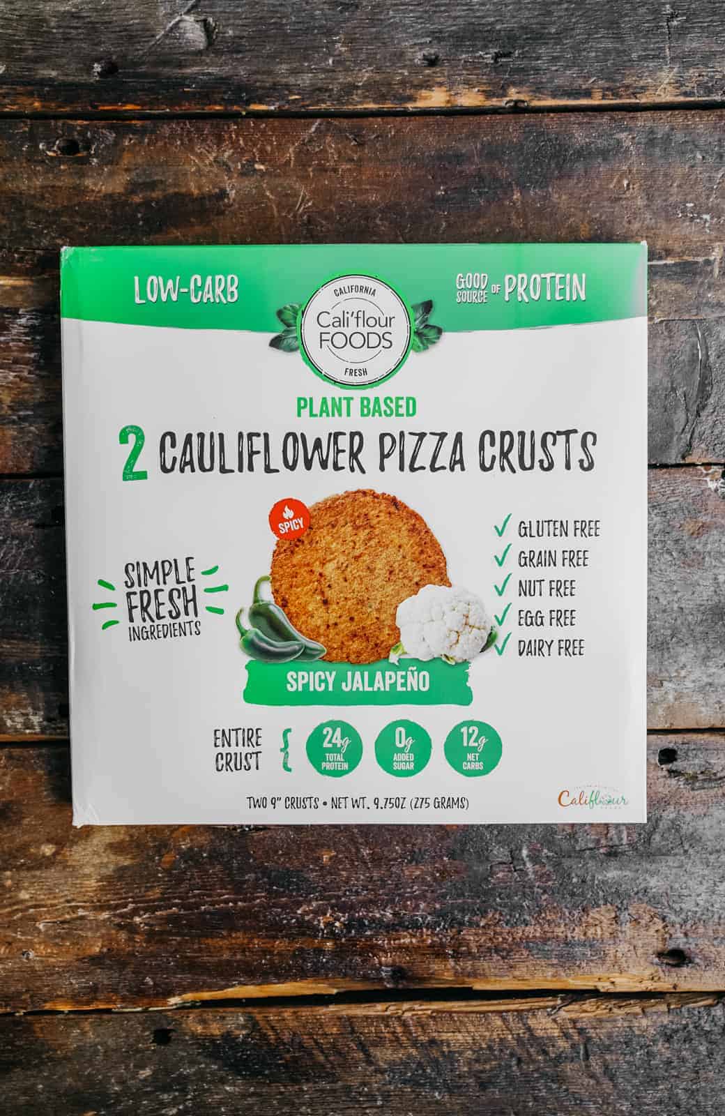 vegan cauliflower pizza crust on countertop