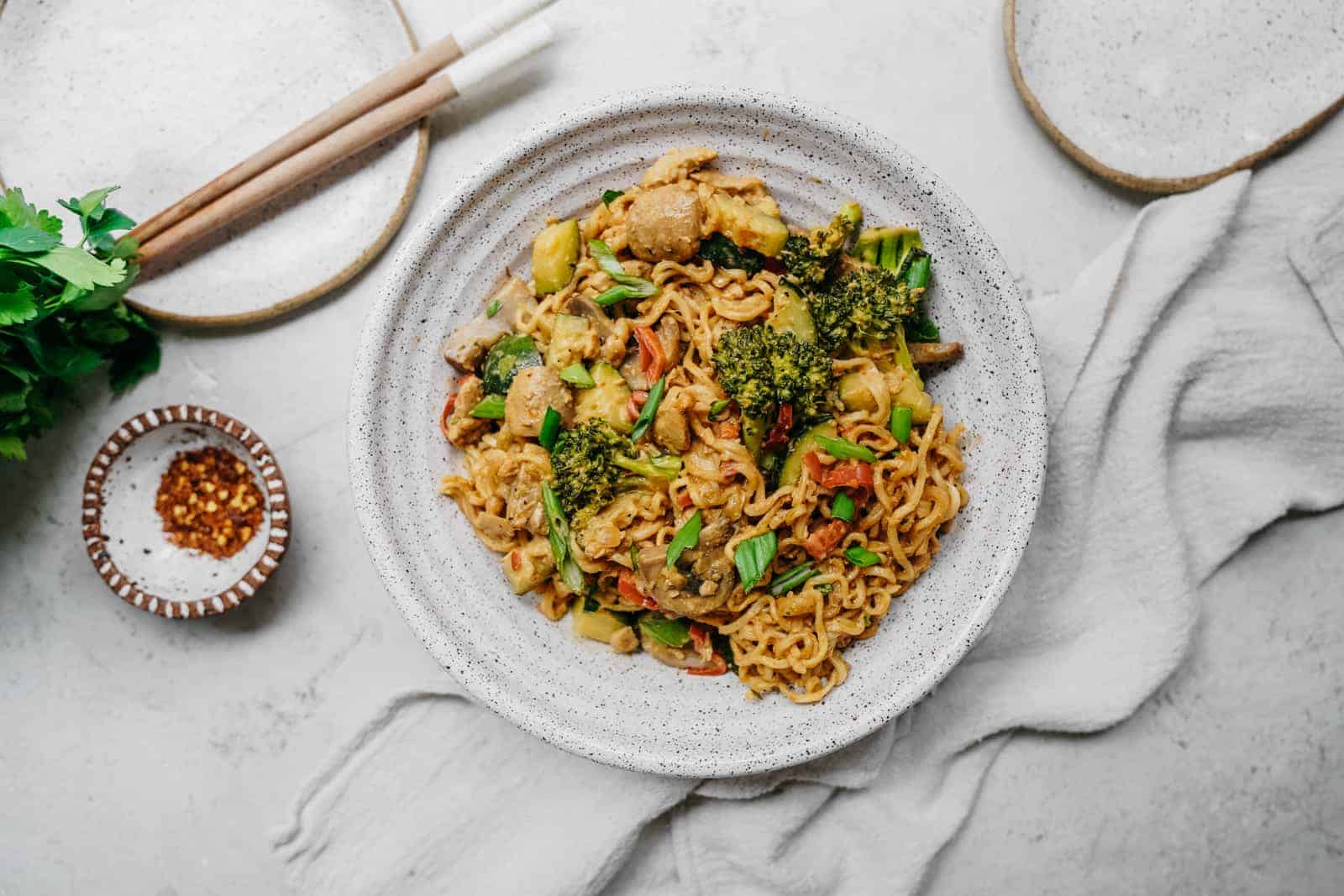 20Minute Vegan Ramen Noodles with Tuna + Spicy Peanut Sauce FoodByMaria