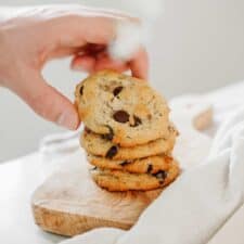 Stack of banana chocolate chip cookies