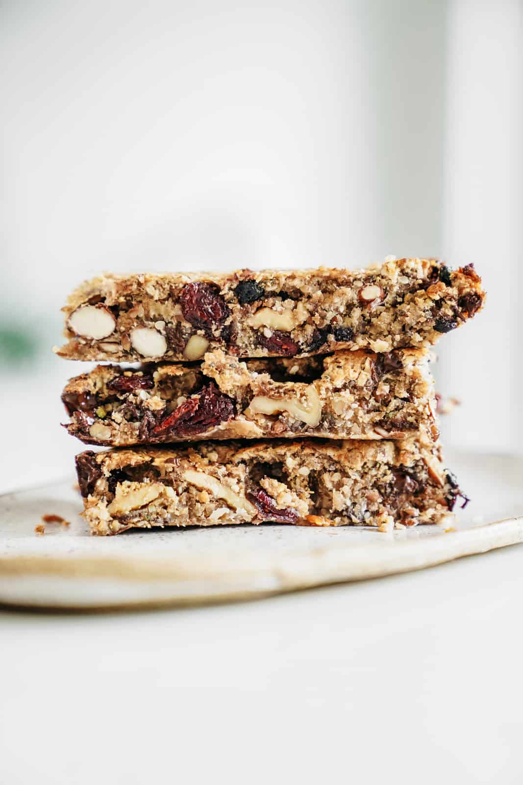 Vegan Granola Bars stacked on a plate