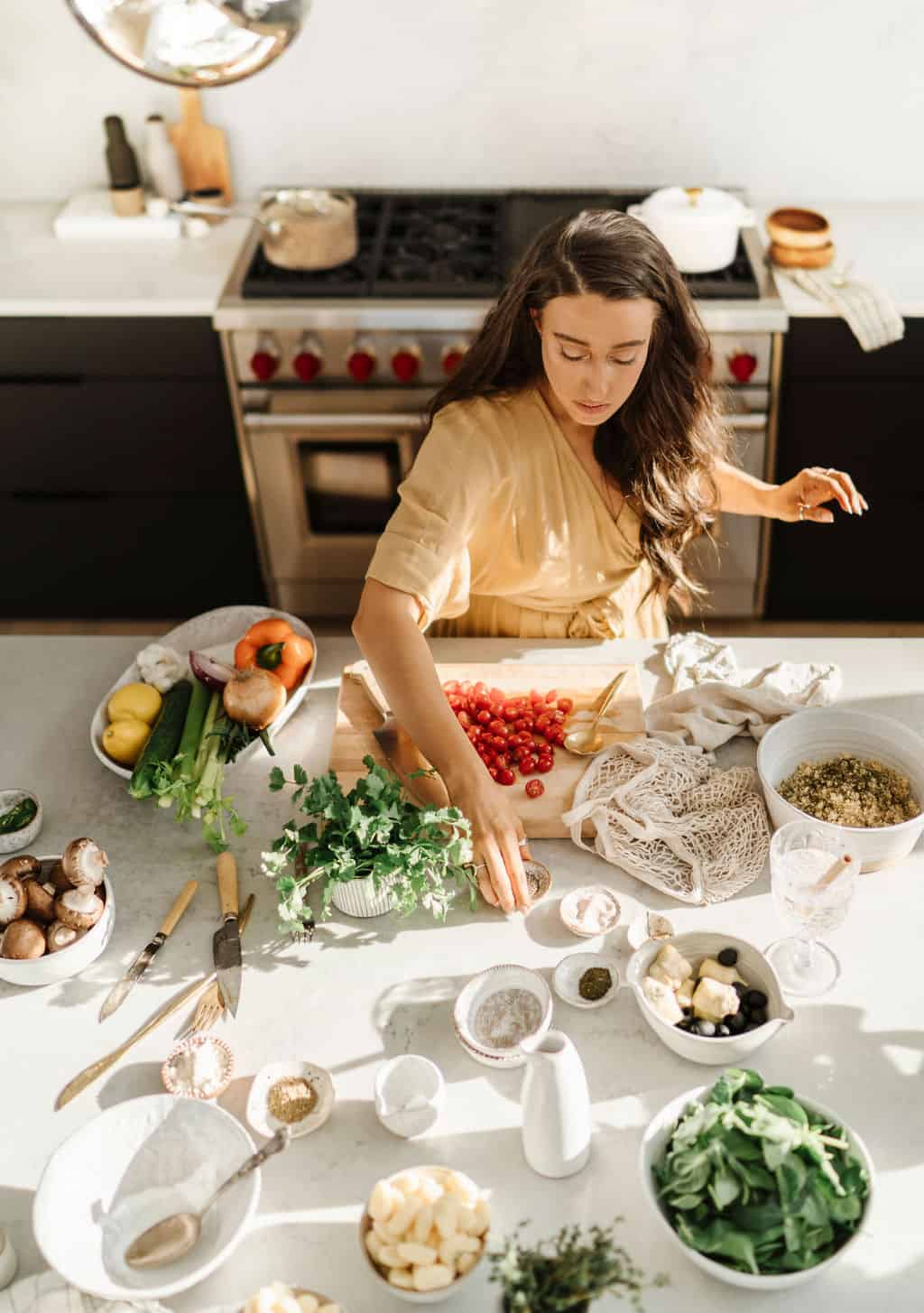 Maria showing future and current food bloggers how to position propping in a photo.