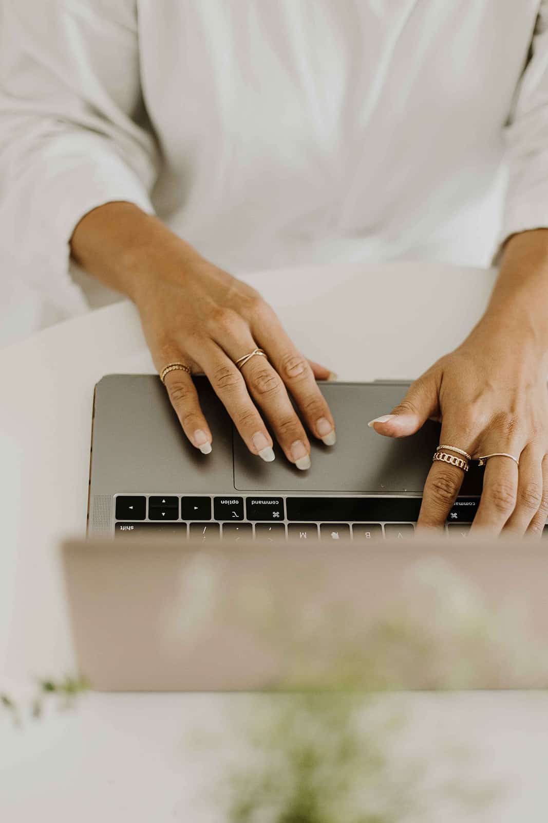 Food blogger on laptop computer 