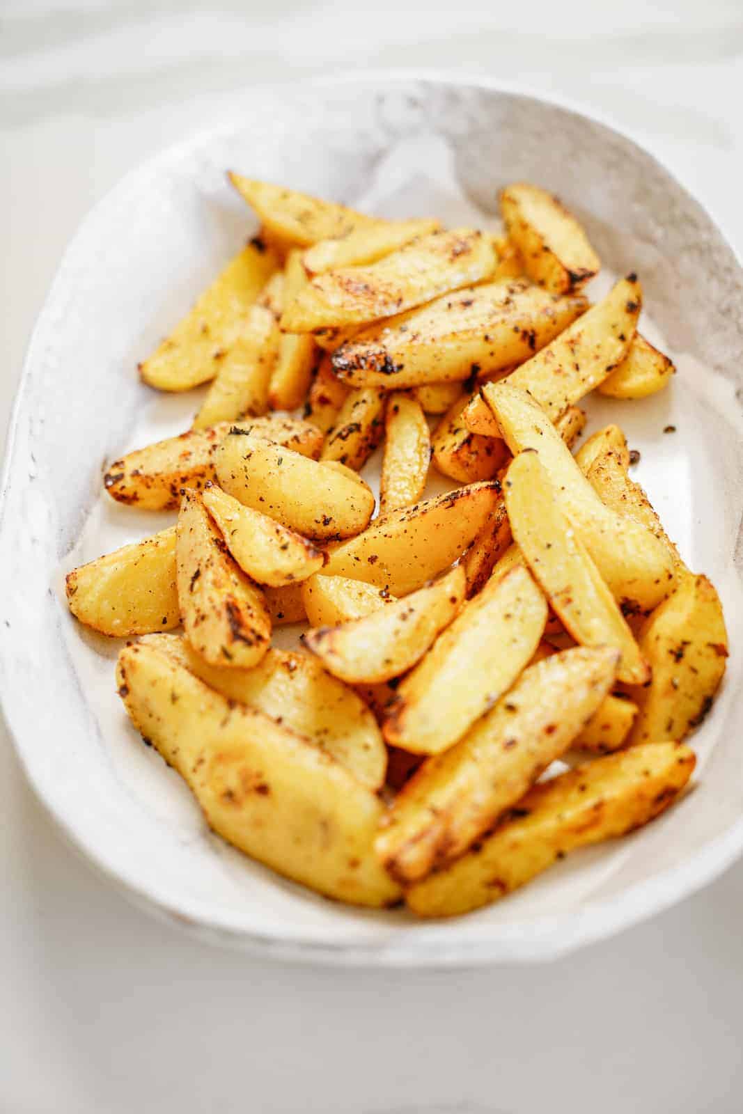 Roasted potatoes ready for all the fixings of the roasted potato salad.