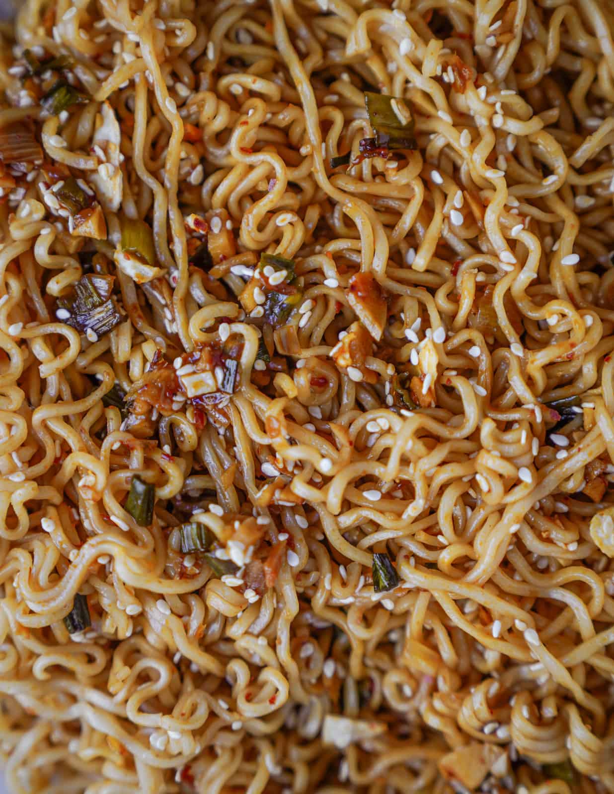 Close-up of Vegan Garlic Noodles