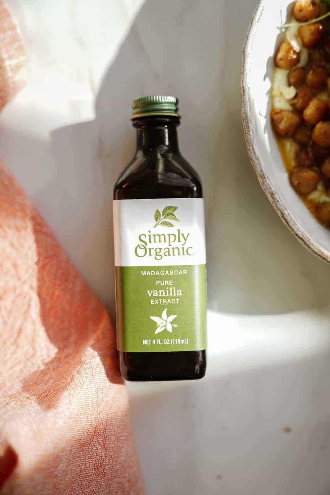 a bottle of Simply Organic Vanilla Extract