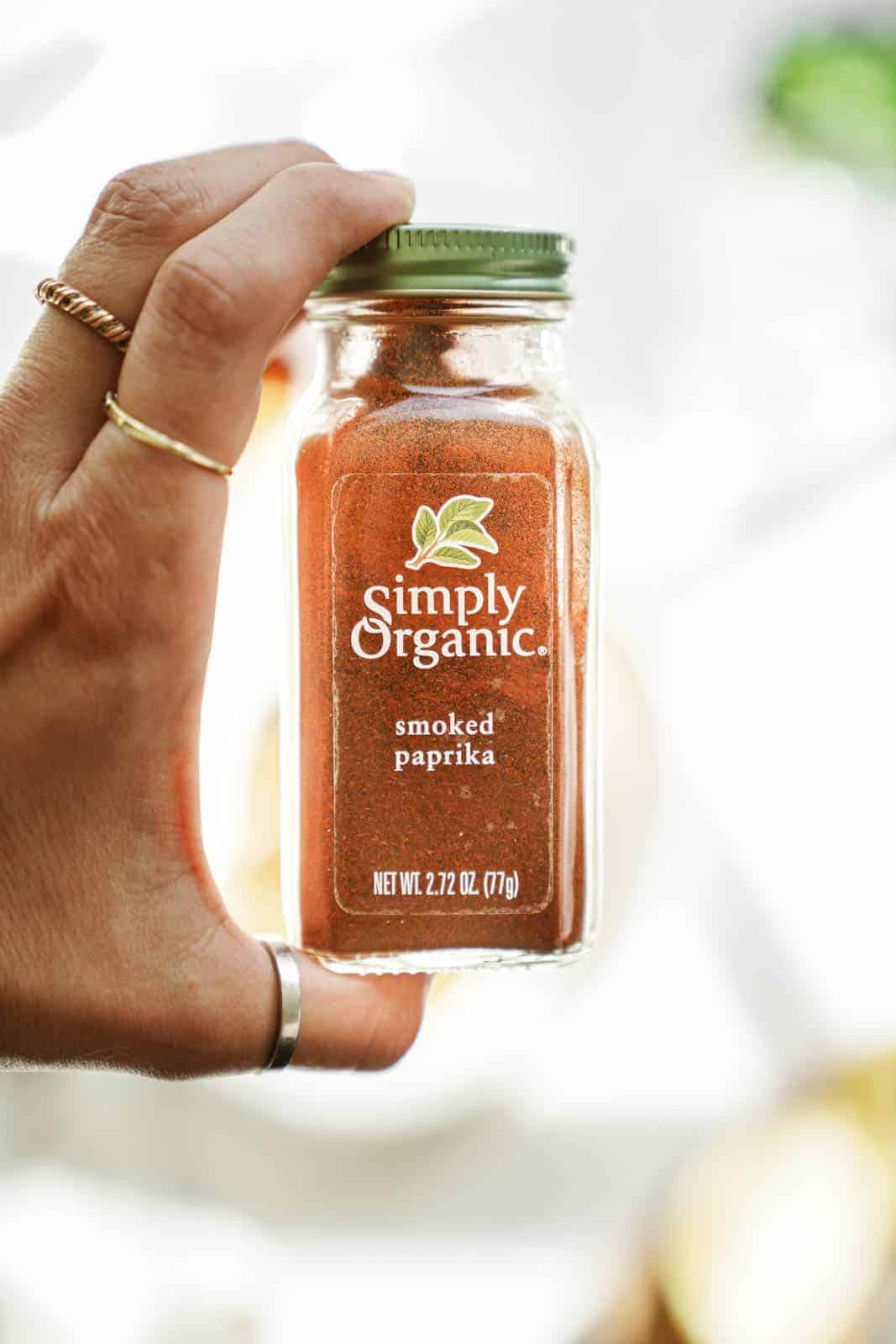 Simply Organic Smoked Paprika in a hand