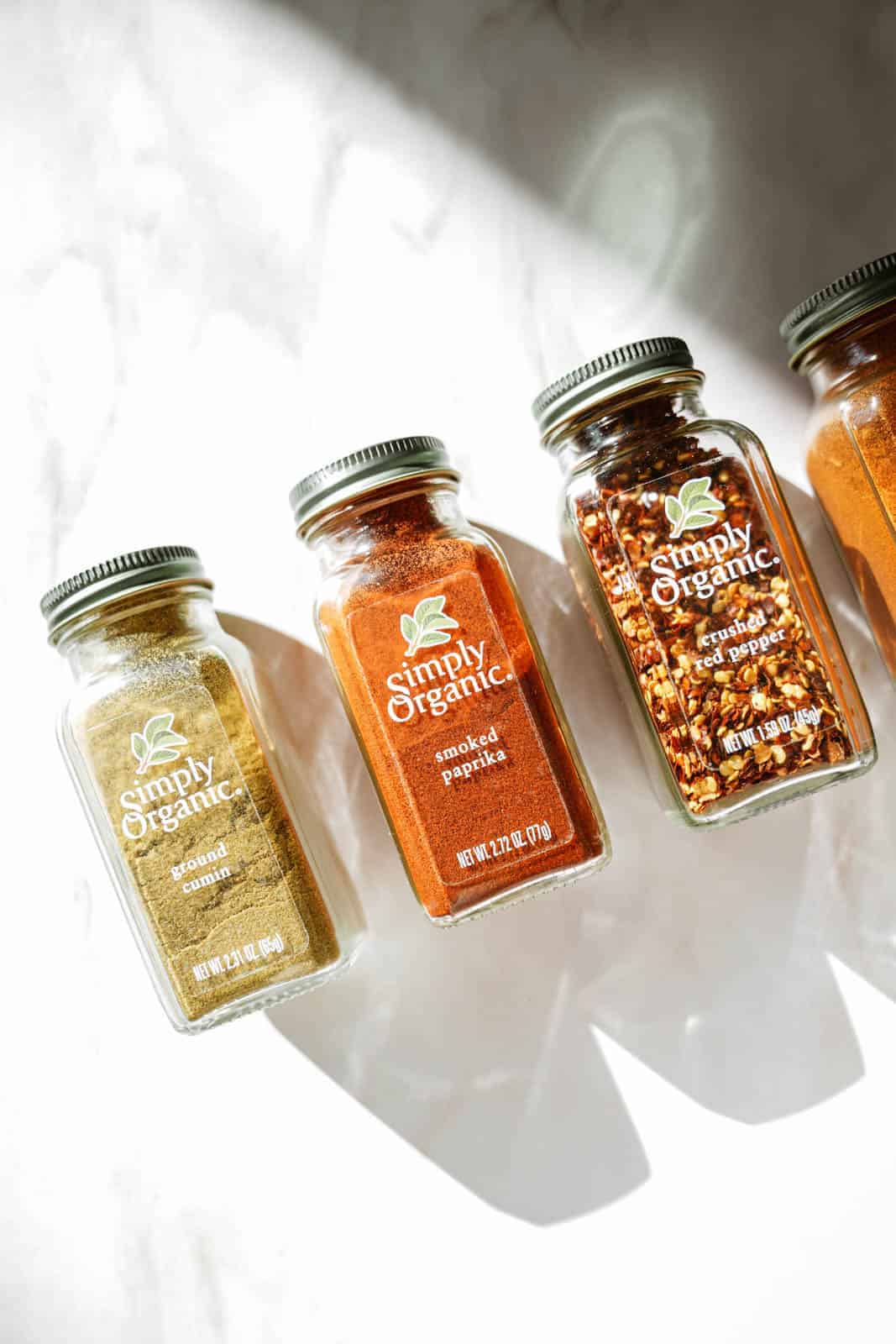 Simple Organic spices on a counter