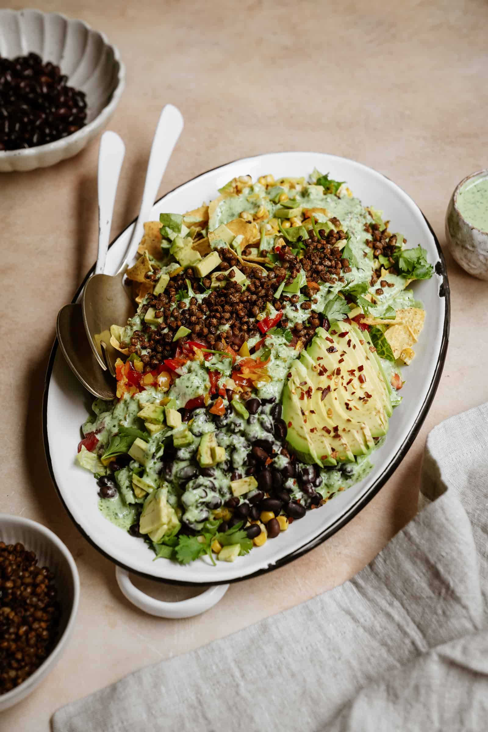 Vegan taco salad in a serving dish