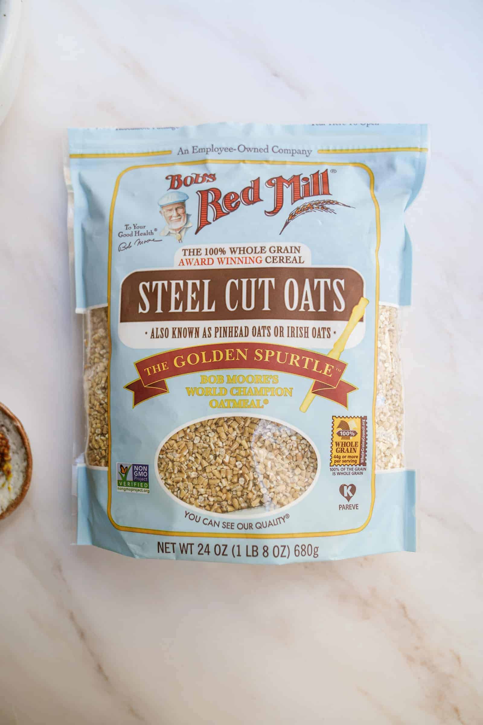 Steel Cut Oats in a bag from Bob's Red Mill